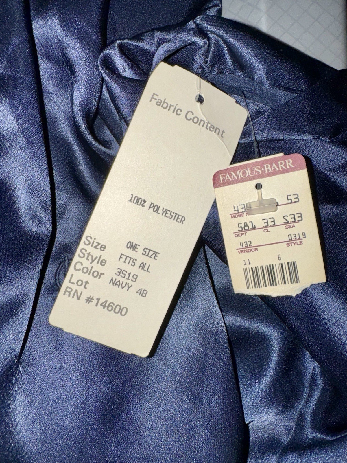 VTG 1989 Calvin Klein Satin Peignoir Set NWT Navy Robe/Nightgown OS/L Deadstock