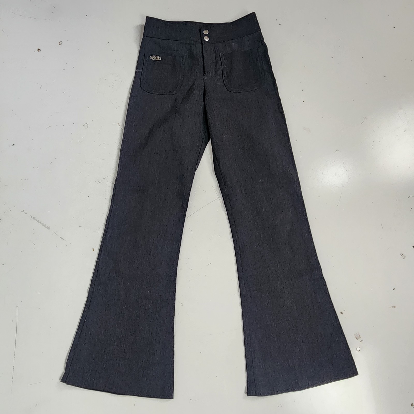 Face Off Y2K Flared Low Rise Grey Pants S Stretch Bell Bottoms Cyber punk Rave