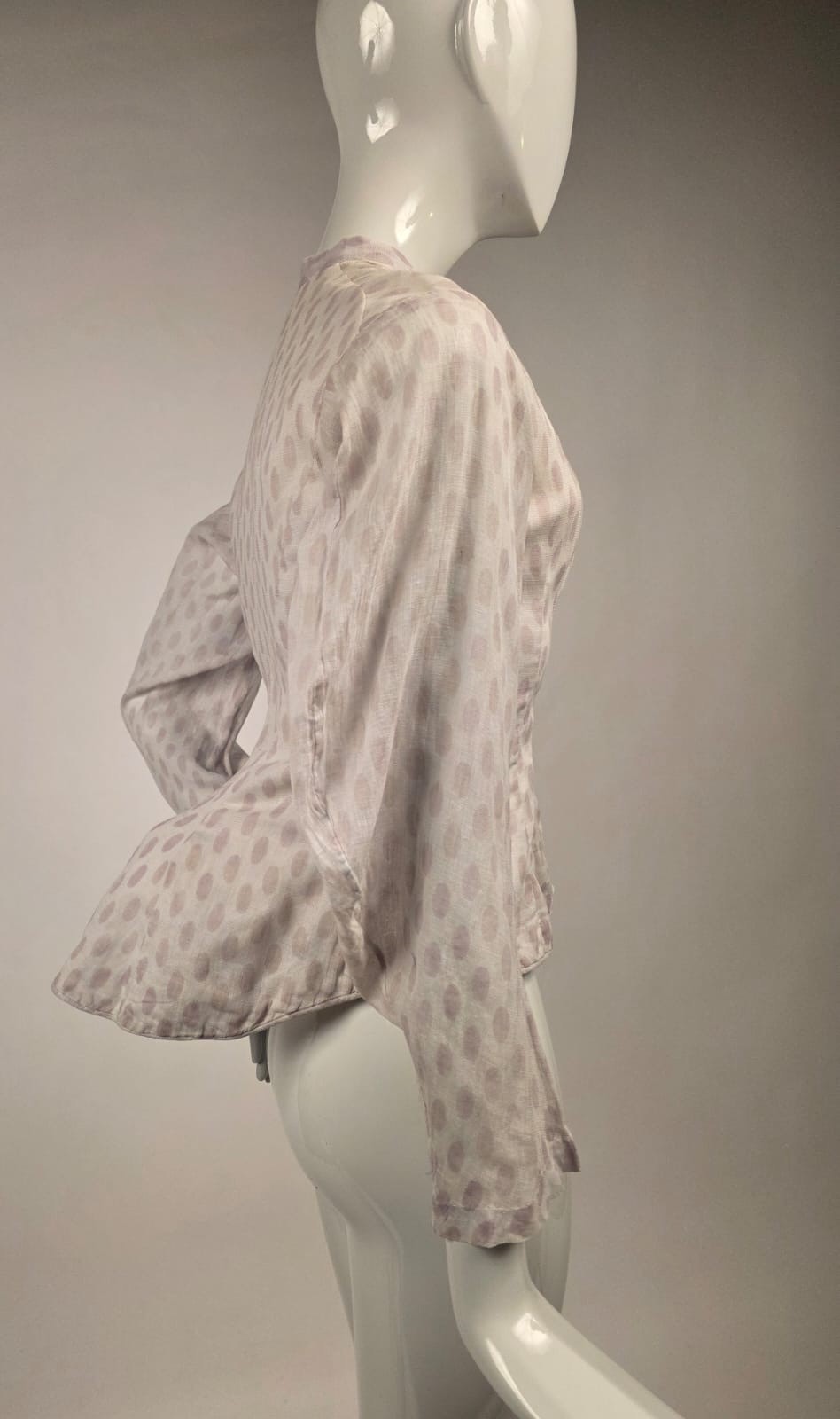 VICTORIAN 19TH C OVAL DOT MUSLIN BUSTLE BACK BODICE W WATCH POCKET