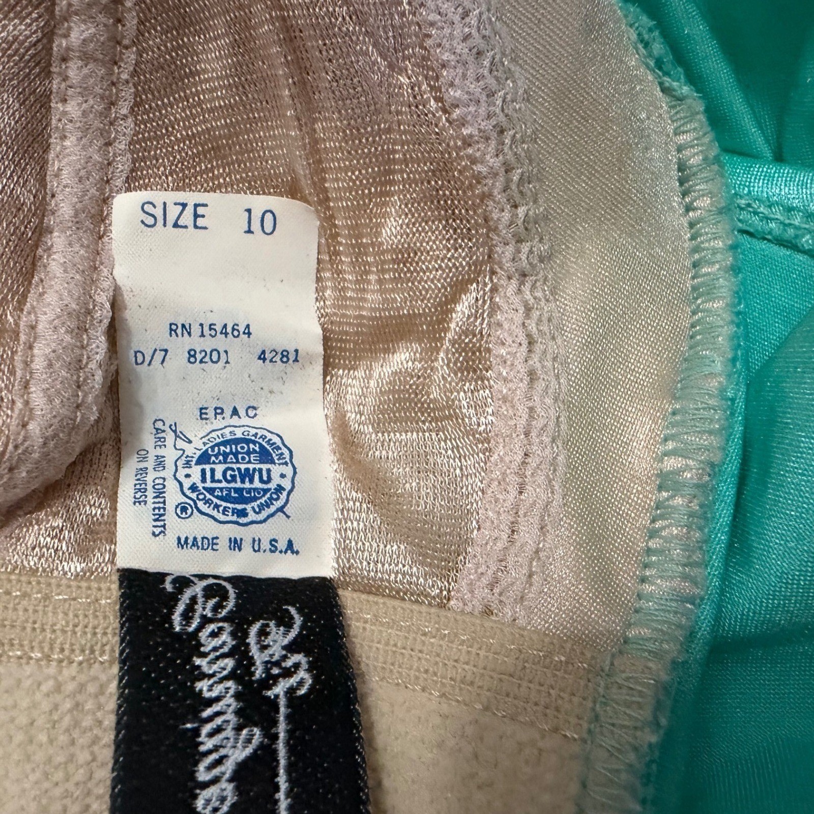 Carriage Court Fit One Piece Swimsuit Vintage 80’s 10 Turquoise Ruched Shimmer