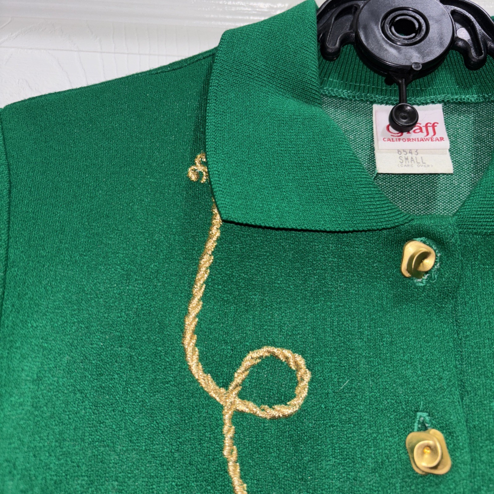 Vintage California Wear Green & Gold Matching Christmas Outfit Size 8- Made USA