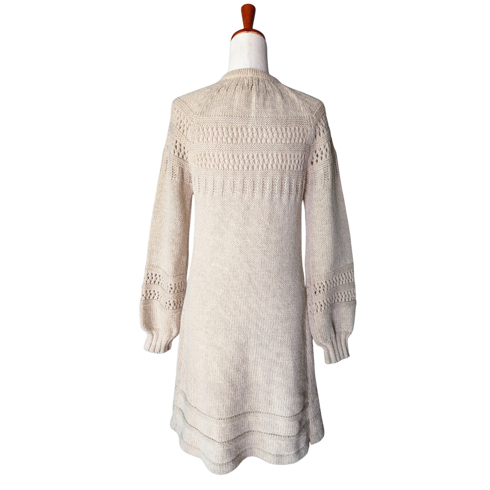Peter Gs General Stores Vintage Wool Tie Neck Duster Cardigan Oatmeal Beige M