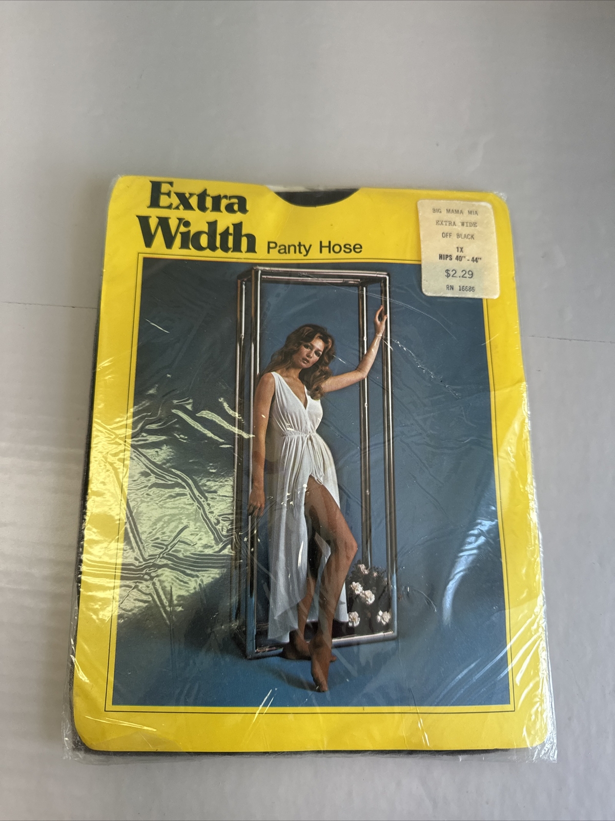 Vintage Extra Width Pantyhose Black Fits Hips 40″ -44″ Nylon USA