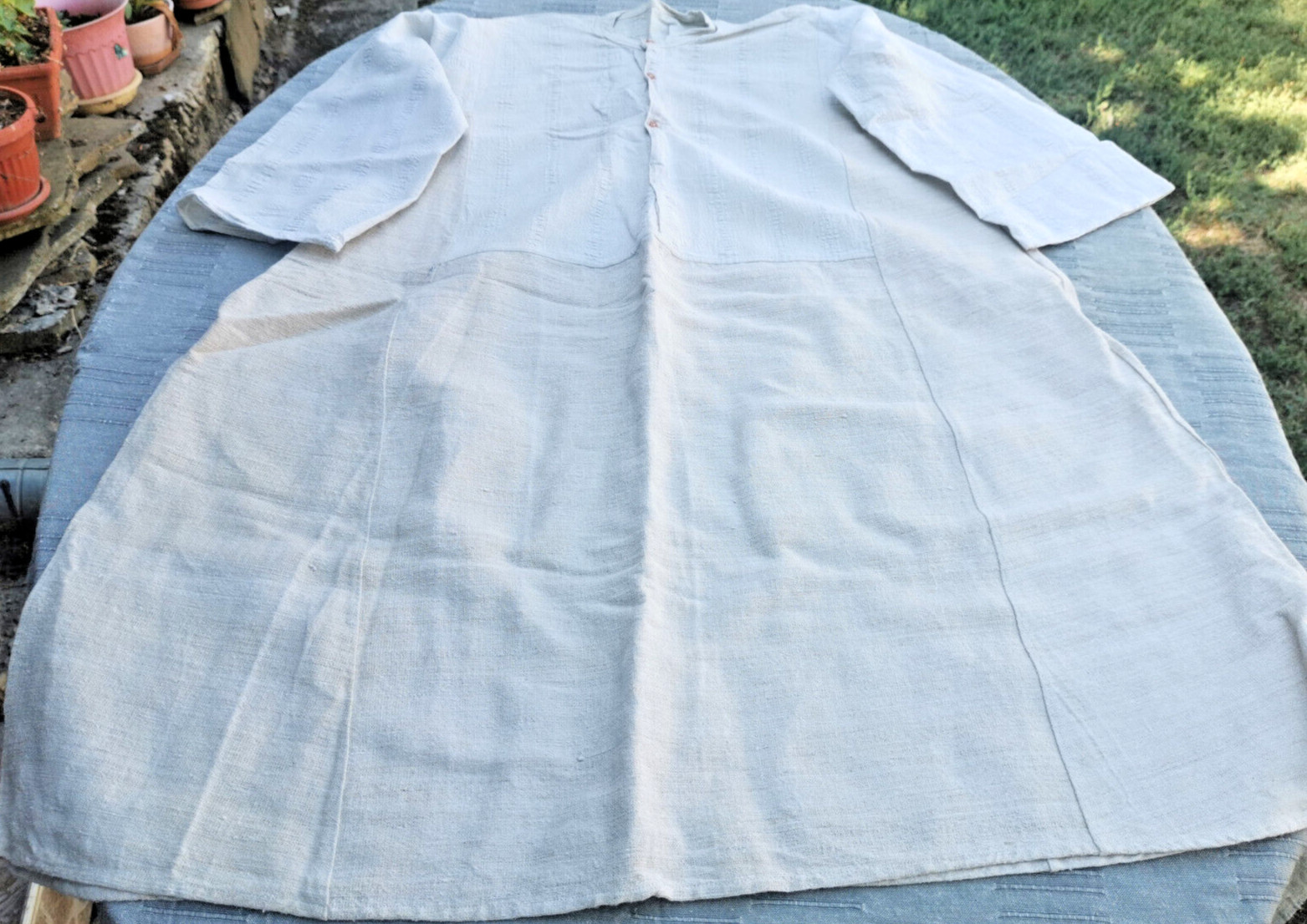 ANTIQUE WOMEN’S FOLK LINEN SHIRT RUSTIC HANDWOOVEN KENAR ETHNIC CLOTHING