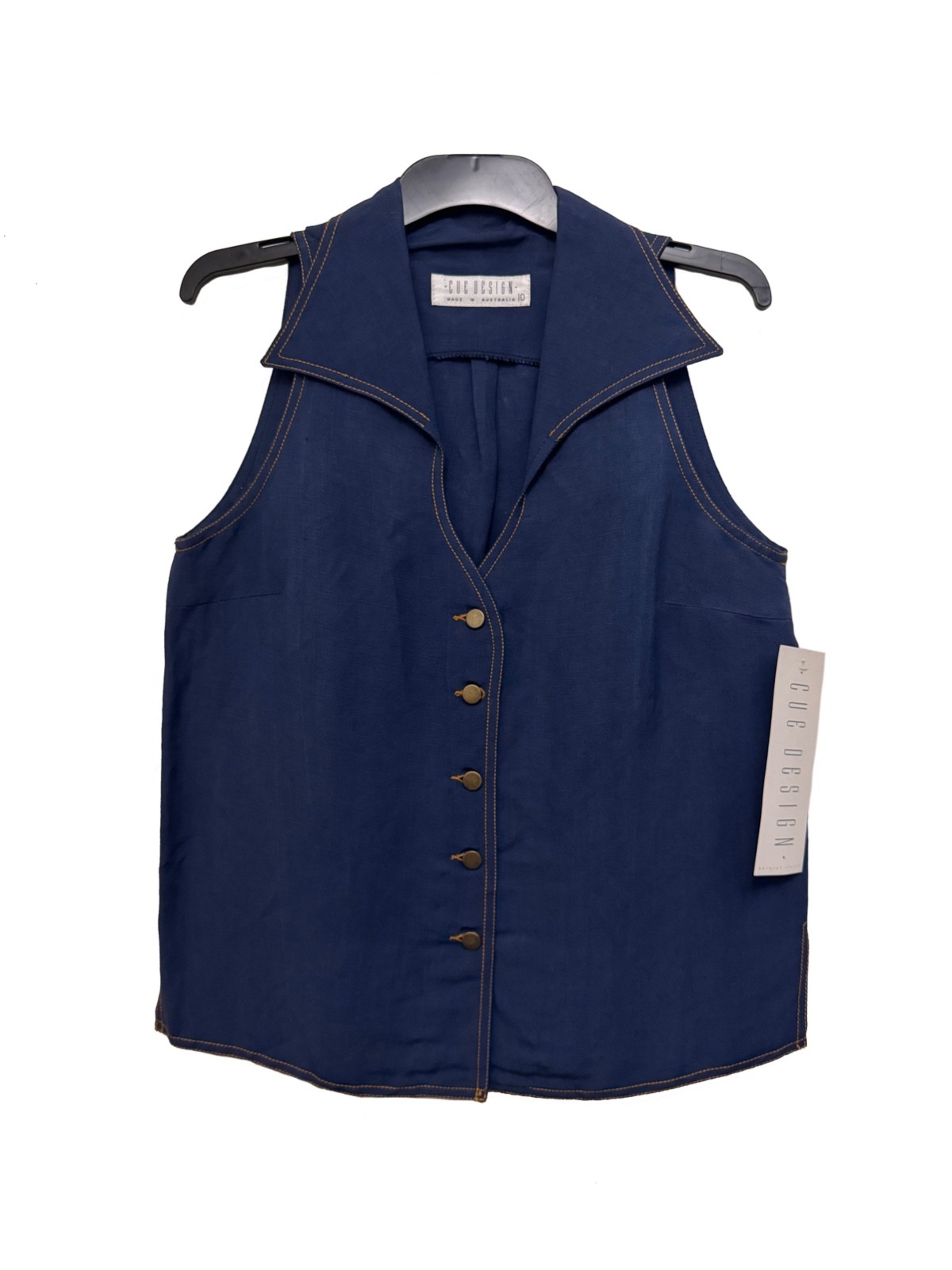 90s CUE LINEN BLEND VEST TOP MADE IN AUSTRALIA