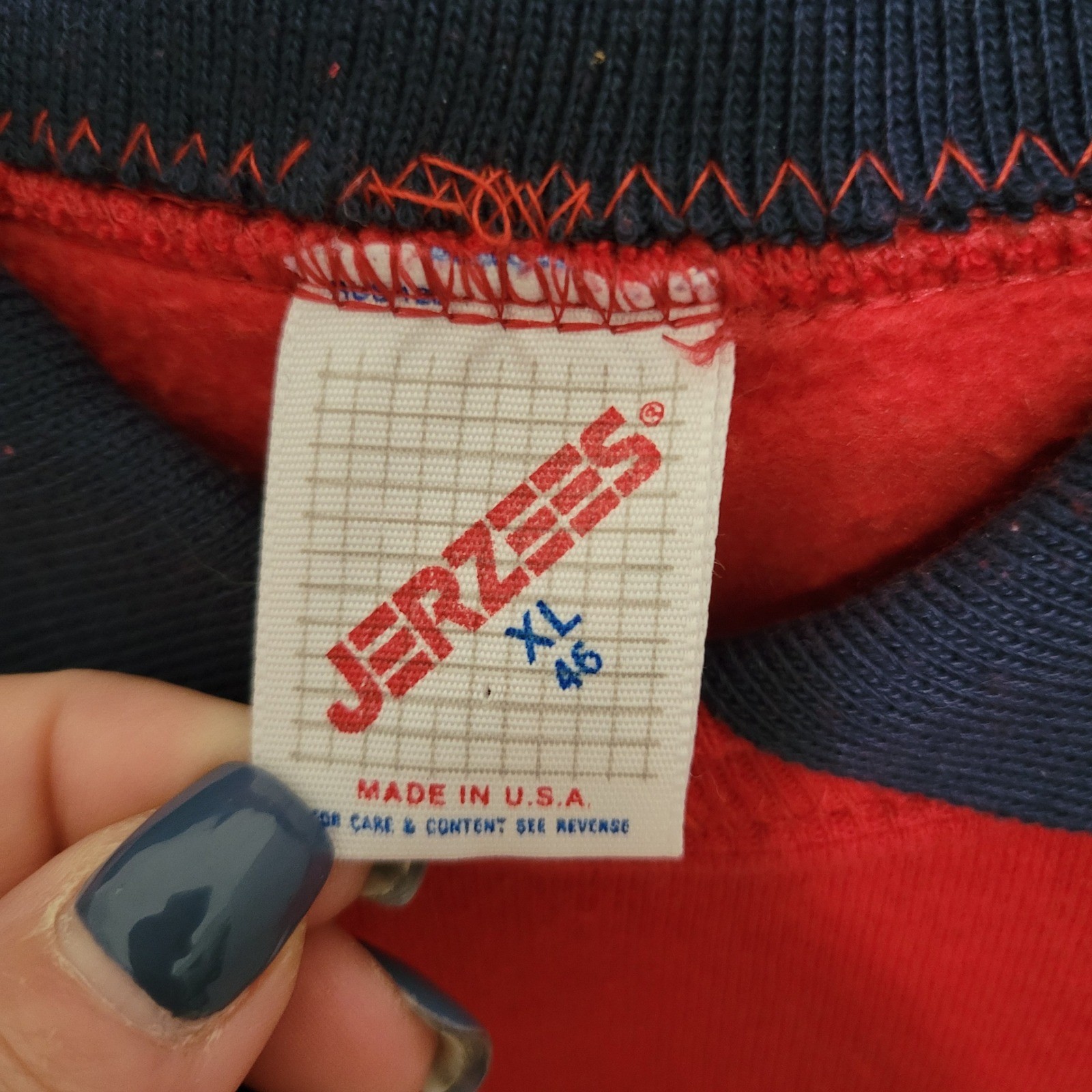 Vintage Jerzees Sweatshirt XL Red Americana Collared Made in USA Grandma