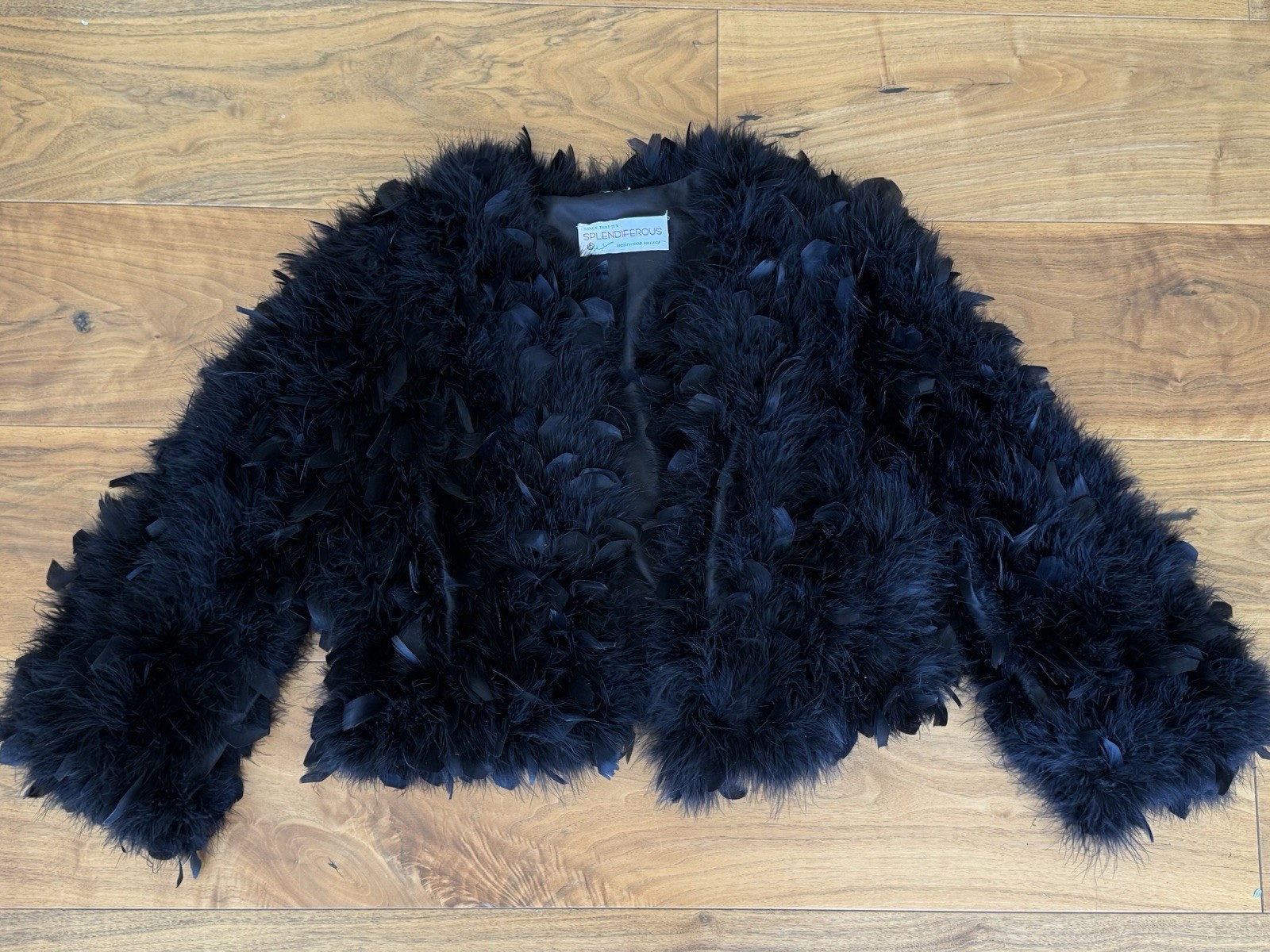 Vintage Fancy That’s Splendiferous Black Womens Feather Jacket Westwood Village
