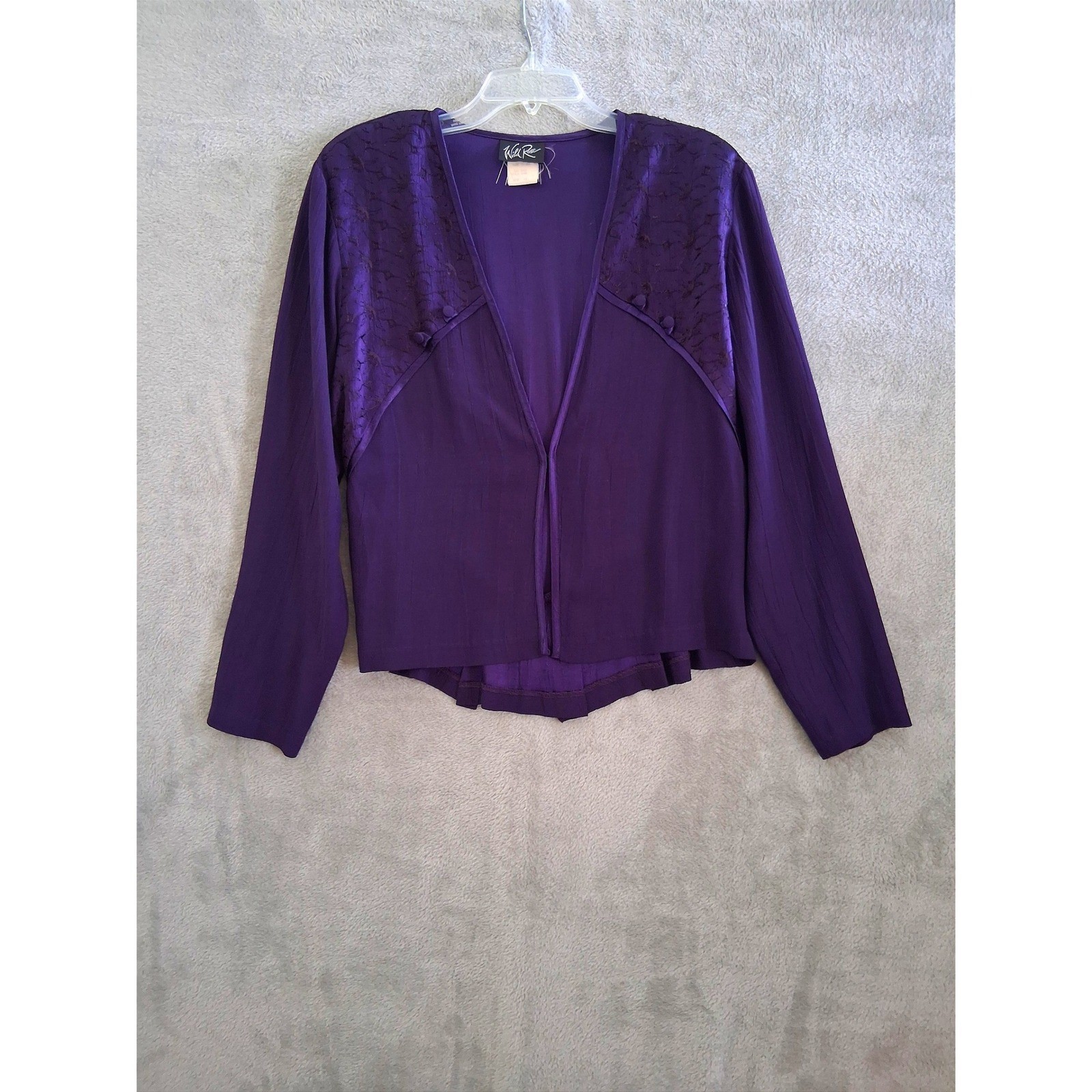 Wild Rose Topper Sz 14 Purple Lace Accent Peplum Vtg 90s Whimsigoth Romantic USA