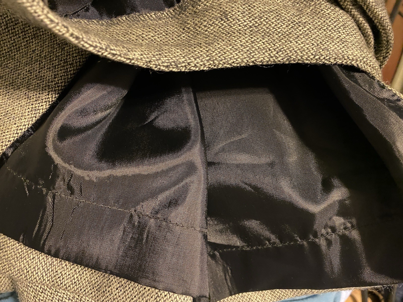 Vtg Ralph Lauren Gray Tweed Wool Herringbone A-Line Skirt 28×35 size 4 Pockets