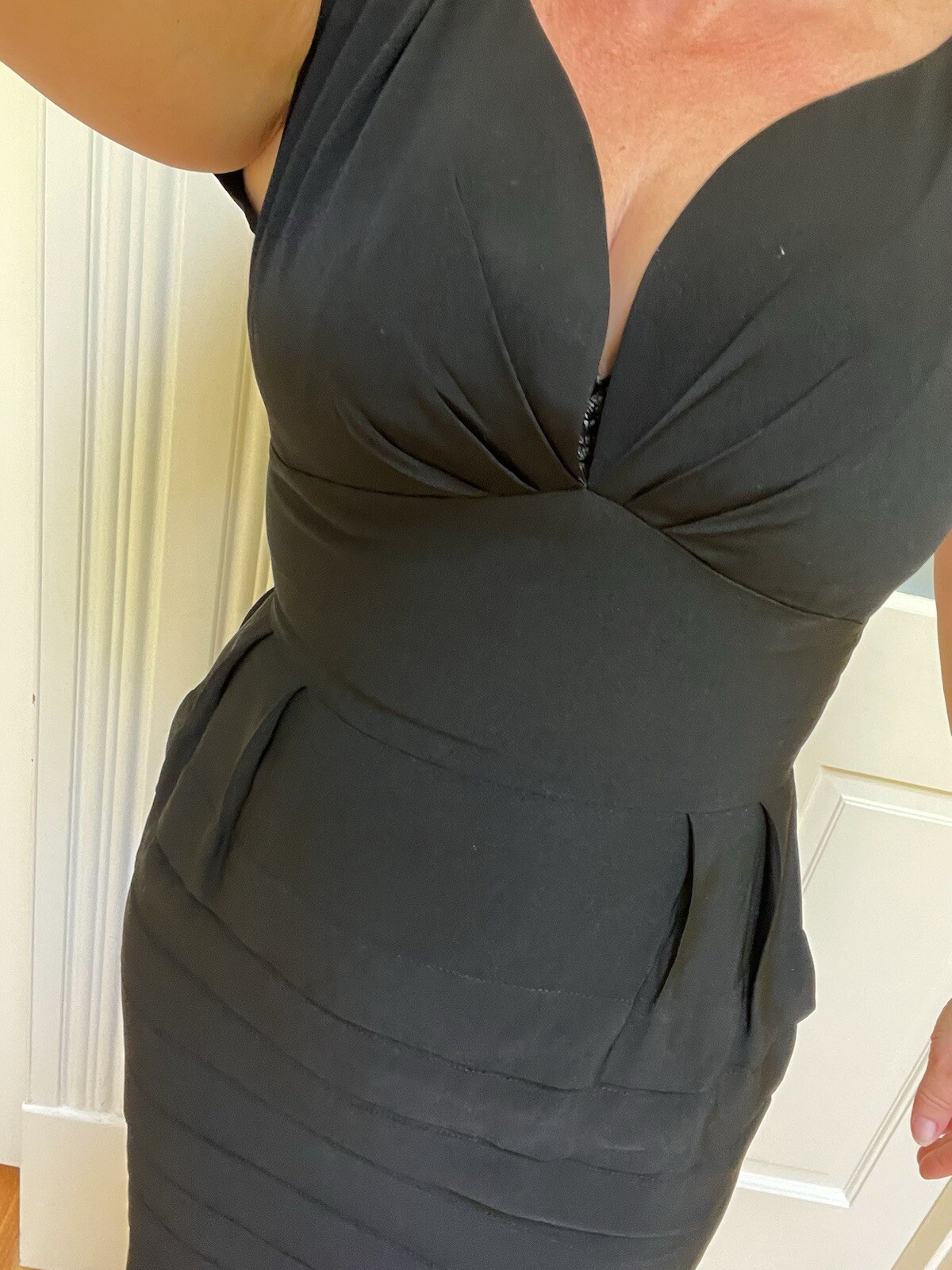 Vintage Stunning 1940’s 40’s Black Bombshell Dress Pinup S Fits 6 Large Chest