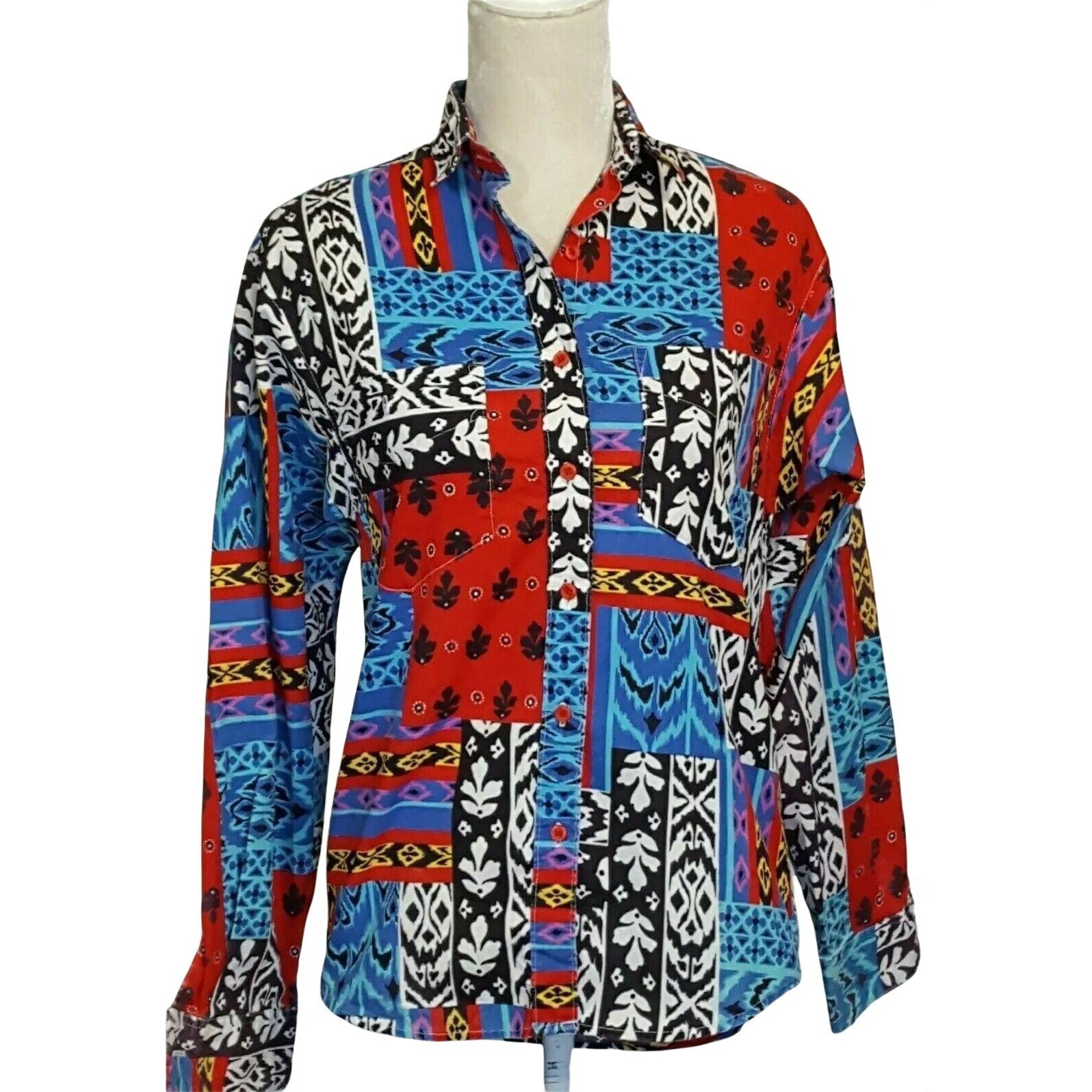 Vintage Frontier Series Shirt Womens S Aztec Southwestern Button
