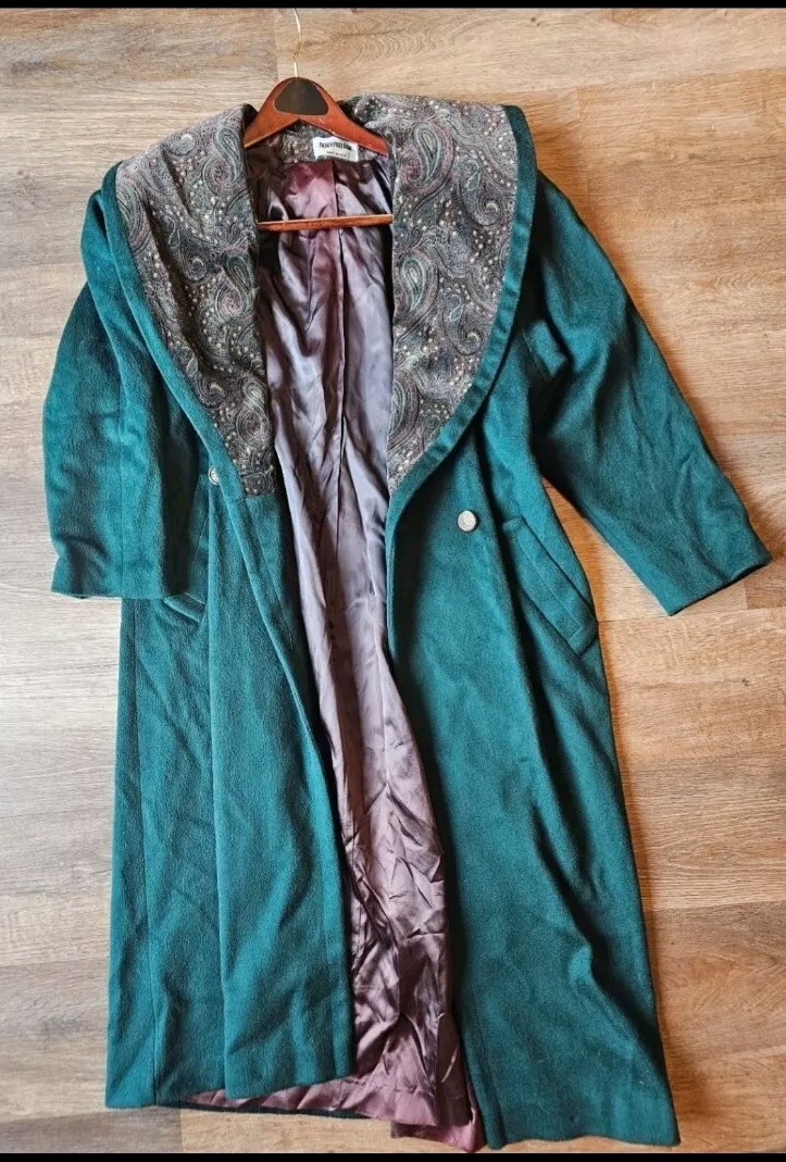 Vintage Donnybrook By FORECASTER emerald green wool blend trench coat
