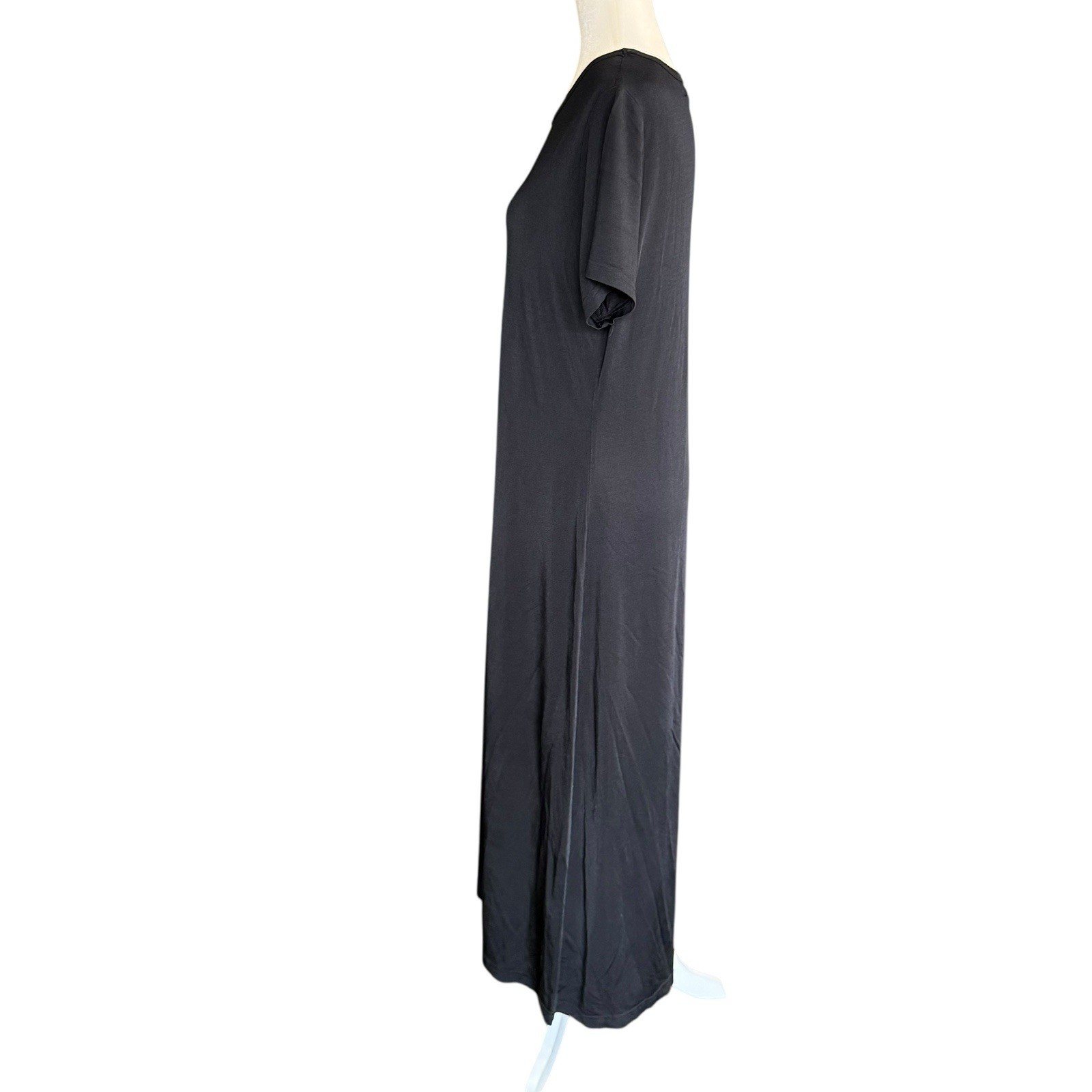 Vtg 80s Tapemeasure New York Maxi Dress Black L Stretch Gothic Witchy Classic