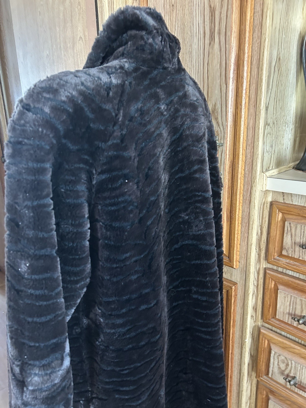 Monterey Fur Mink Coat Vtg Mobwife Black Full Length Faux Fashions Sz L Vegan