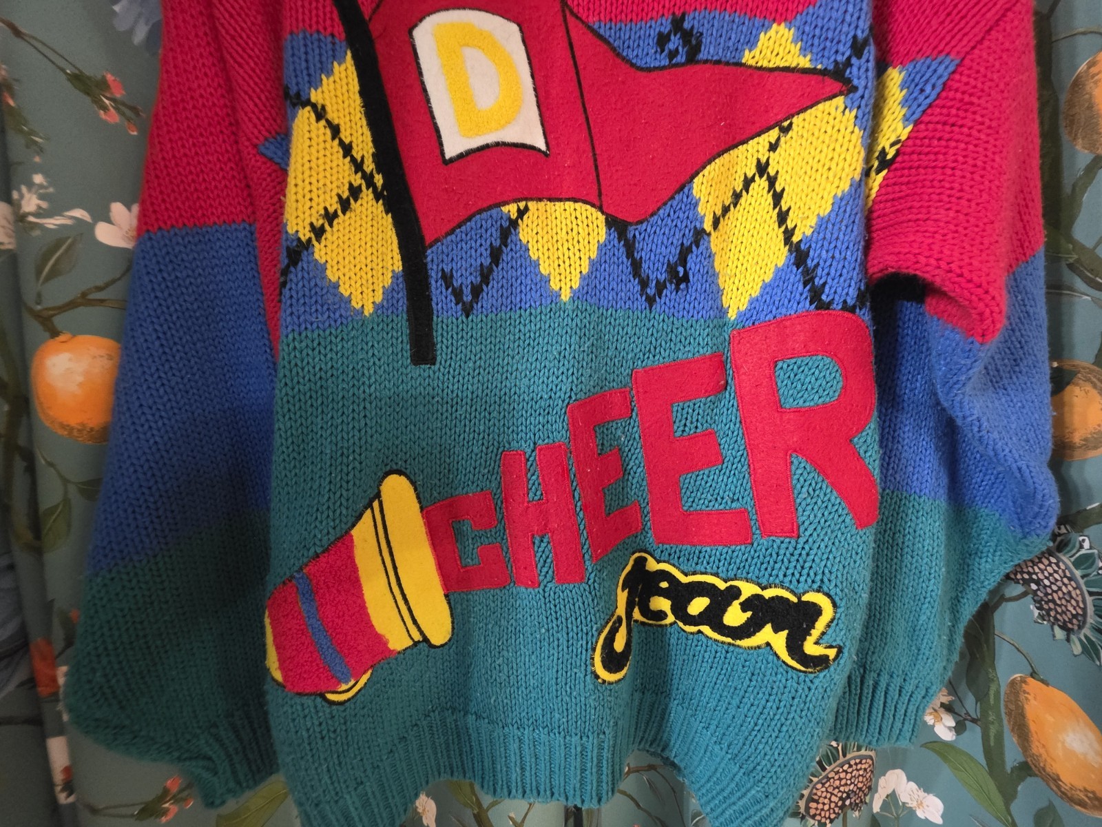 Vintage Diana Marco Cheer Sweater Woman’s Size 38/18W 100% Acrylic Made In Korea