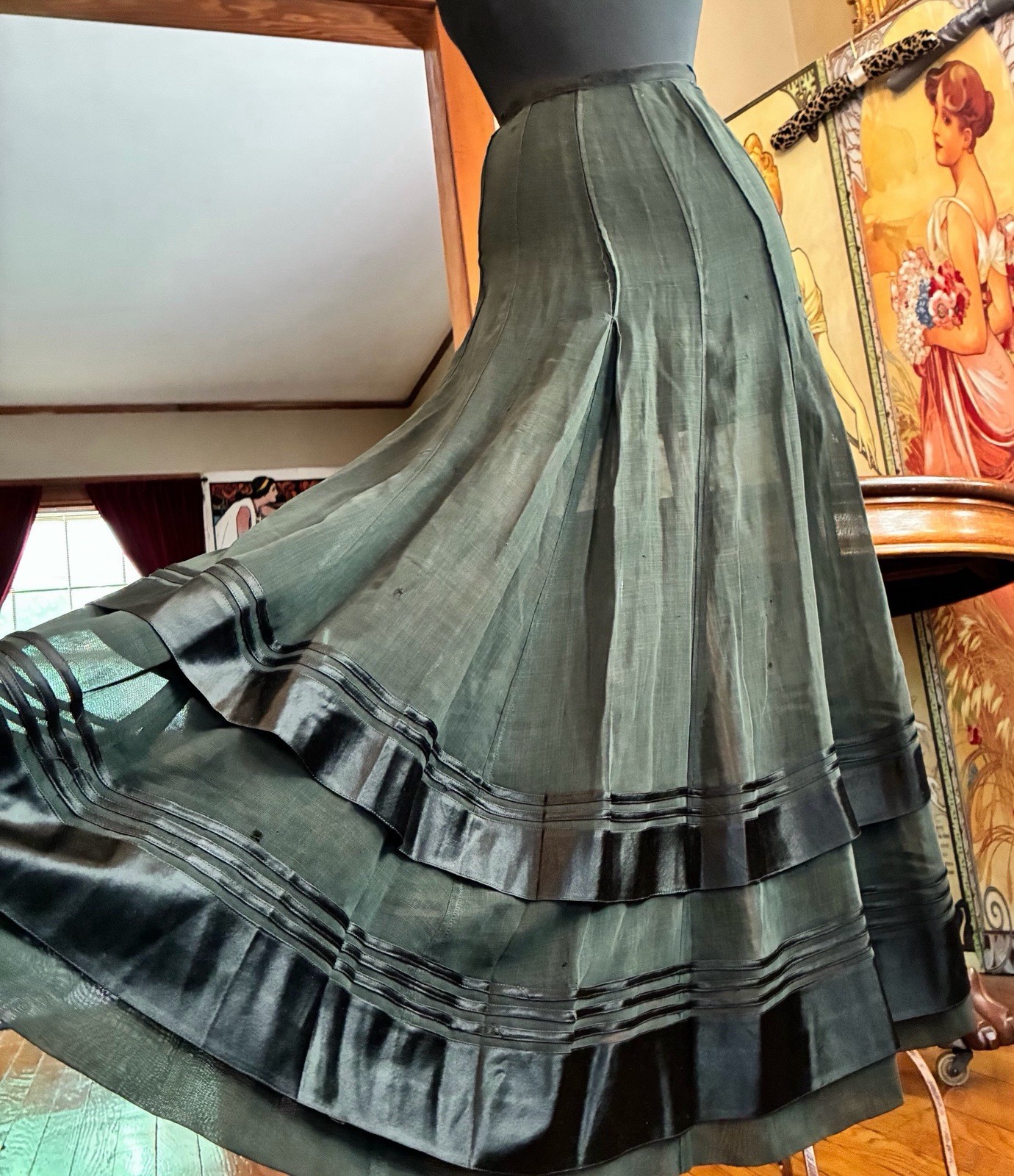 Antique Victorian Mourning Over Skirt Petticoat Overlay For Template