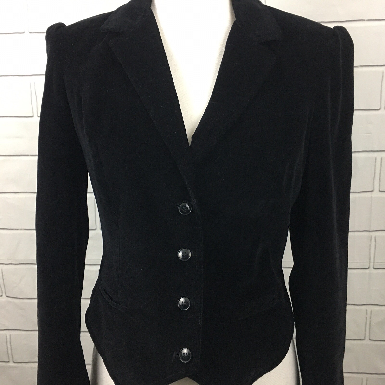 Vintage Present Co Womens Blazer Size 5 Black Velour Jacket Career Wear Japan