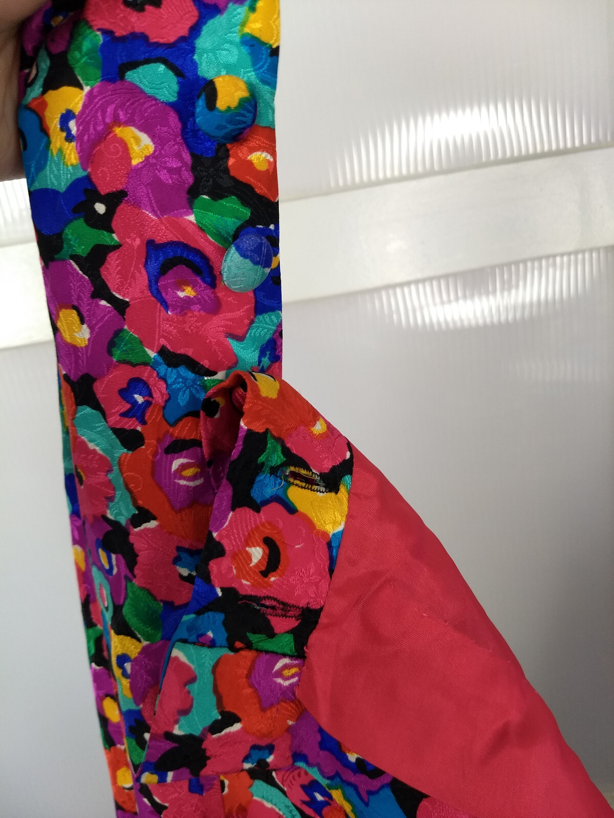 Vintage Carolyne Barton Floral 100% Silk Dress Pink Multicolor Flower Pattern