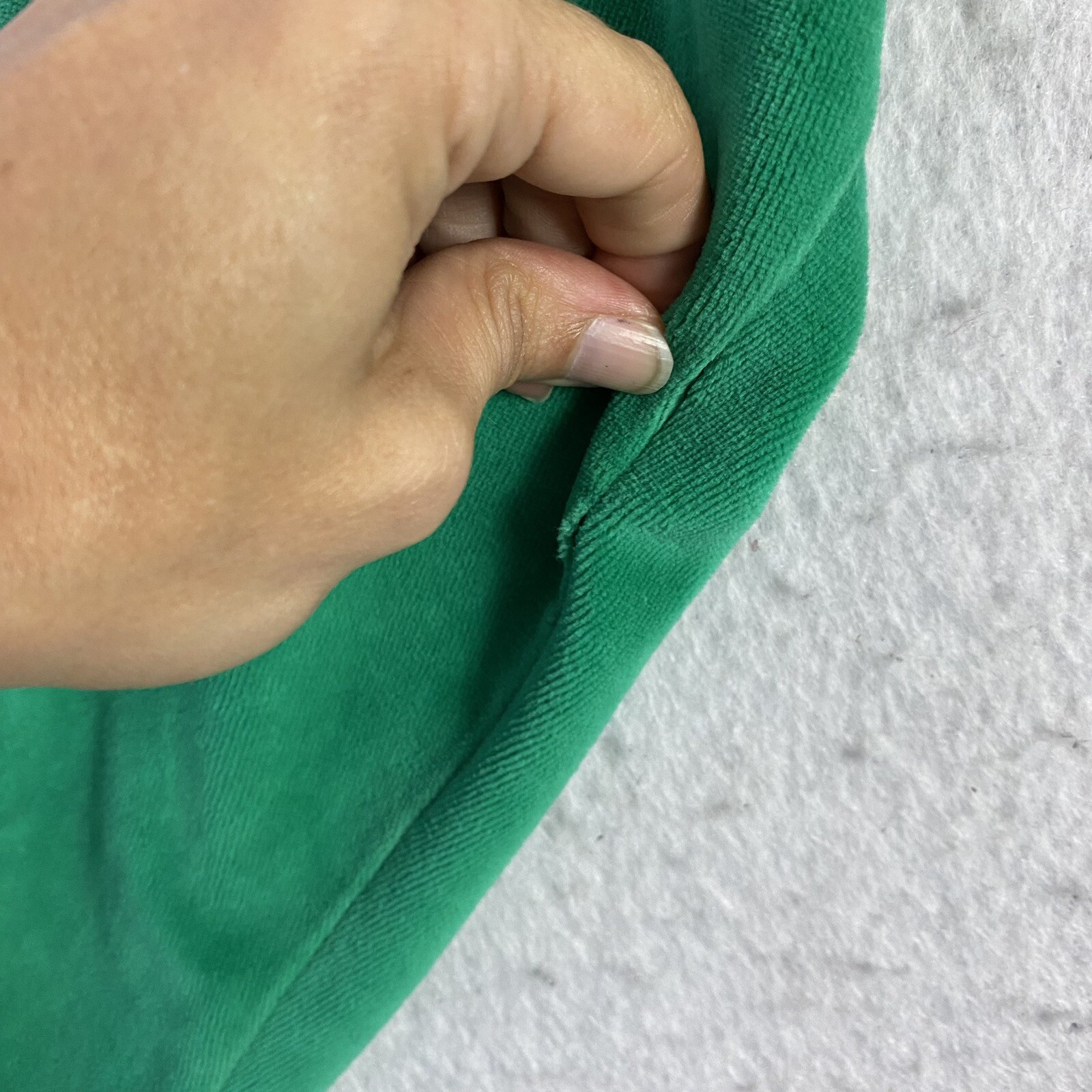 VTG Green Velour Jumpsuit Button Up Long Sleeve S 80s 90s Pockets High Rise
