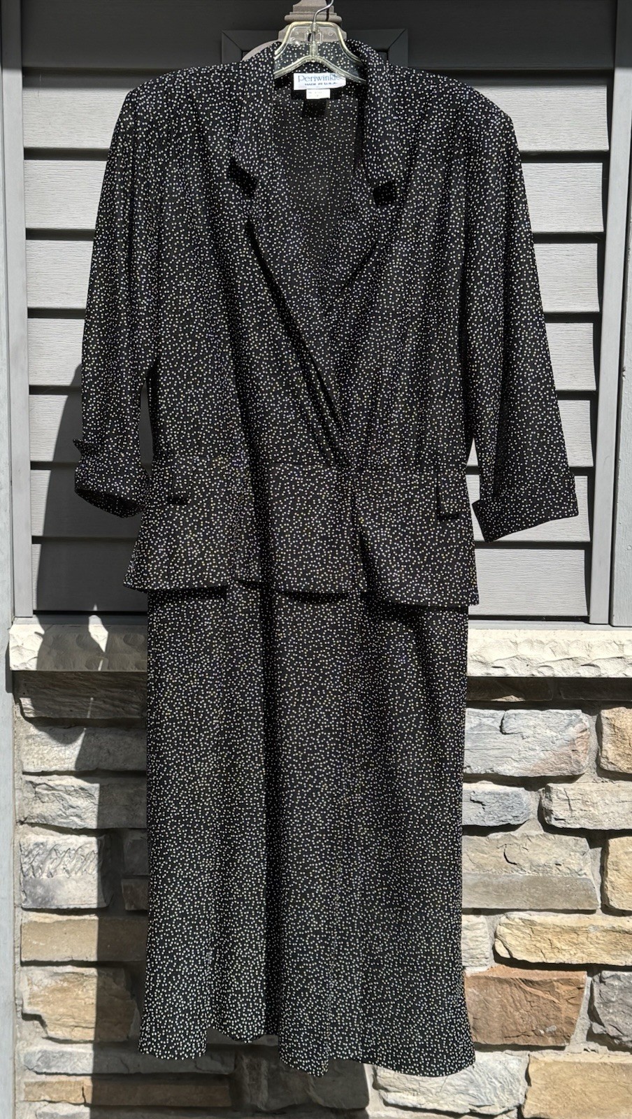 VTG 80’s Polka Dot Dress Faux Wrap Style, Periwinkle Brand, Size 12 Blk/Wht EUC