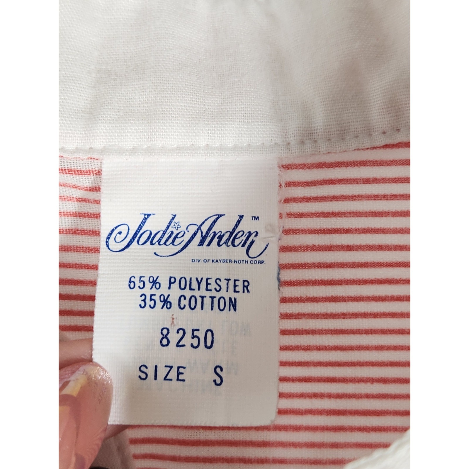Vintage 1950s Jodie Arden Womens Red Pinstripe Sleep Shirt Tunic Size Small