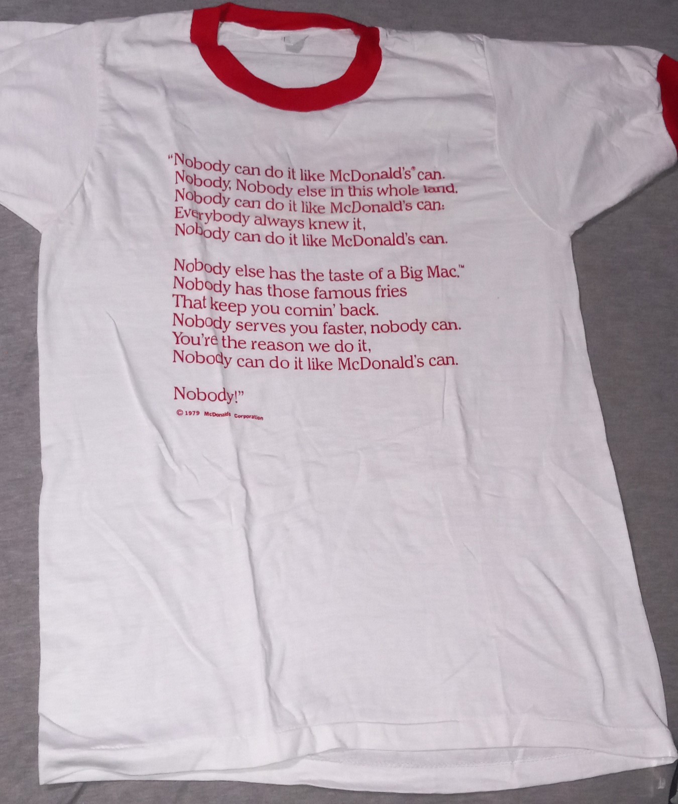 1979 McDonald’s Nobody Can Do It… Vintage T Shirt Size M (38-40) Single Stitch