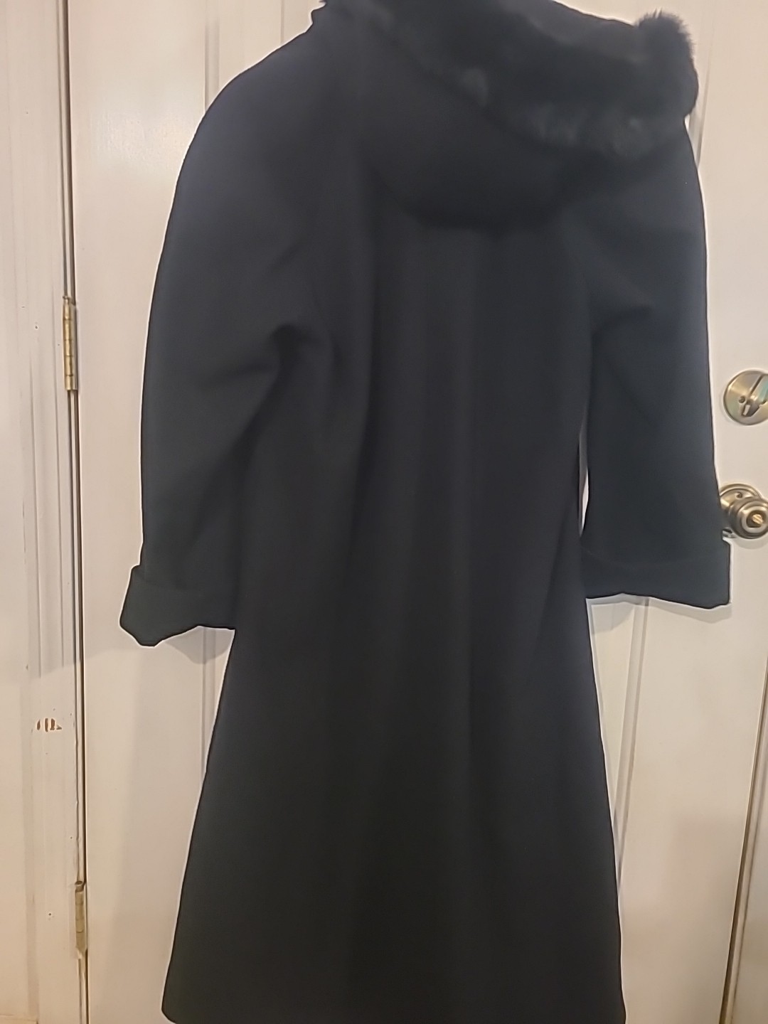 Rare Vintage Donnybrook Rabbit Fur Lined Hood Full Length Wool Coat Sz 8 Vintage