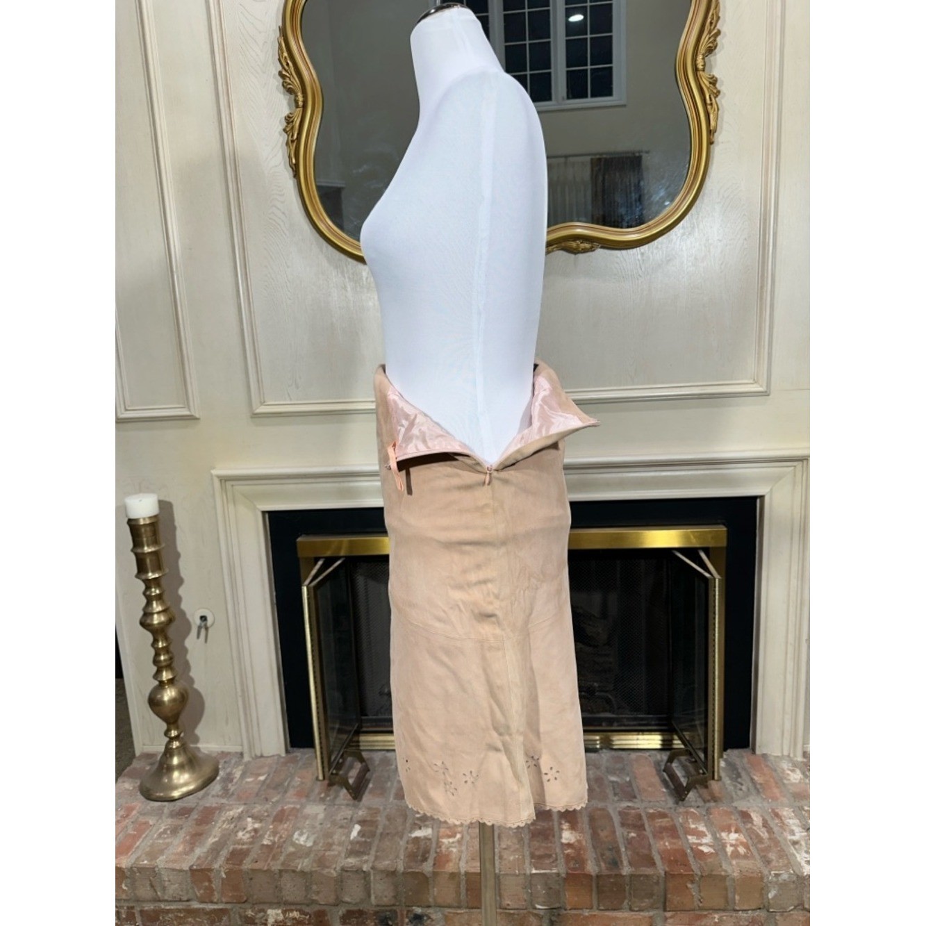 The Wrights Vintage Skirt Size 6 Tan Suede Boho Coastal Grandmother Western