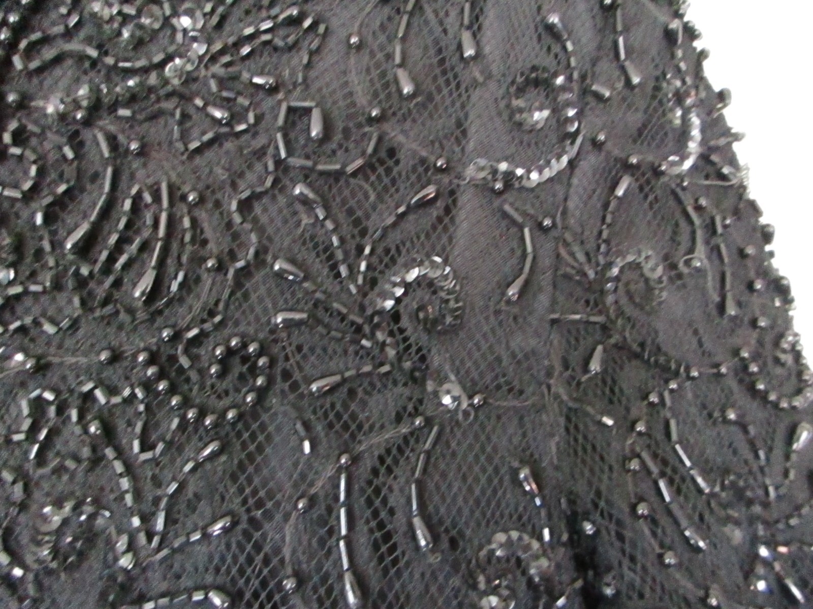 Vintage Brilliante by J.A. Black Beaded Evening Gown L short sleeve Open neck
