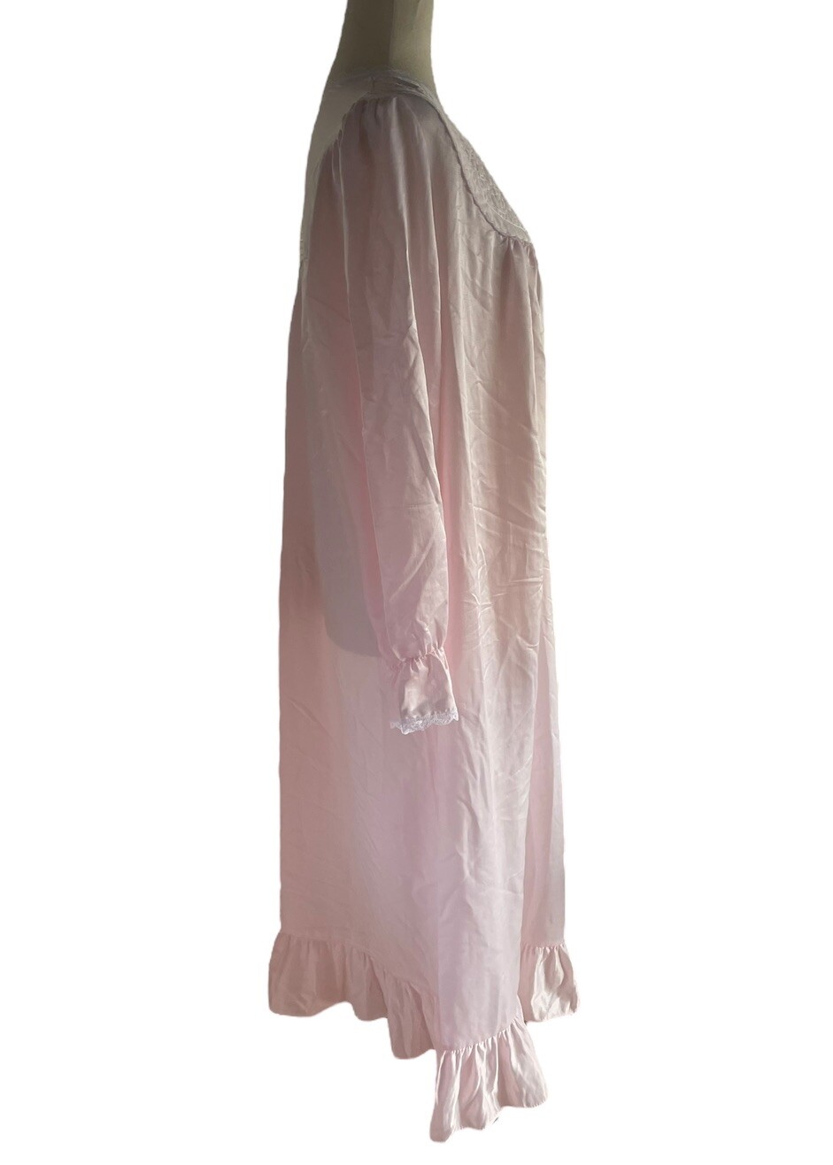 Vintage Cachet Long Nightgown Pink Embroidered Lace Sweet Cottage Size M 12-14