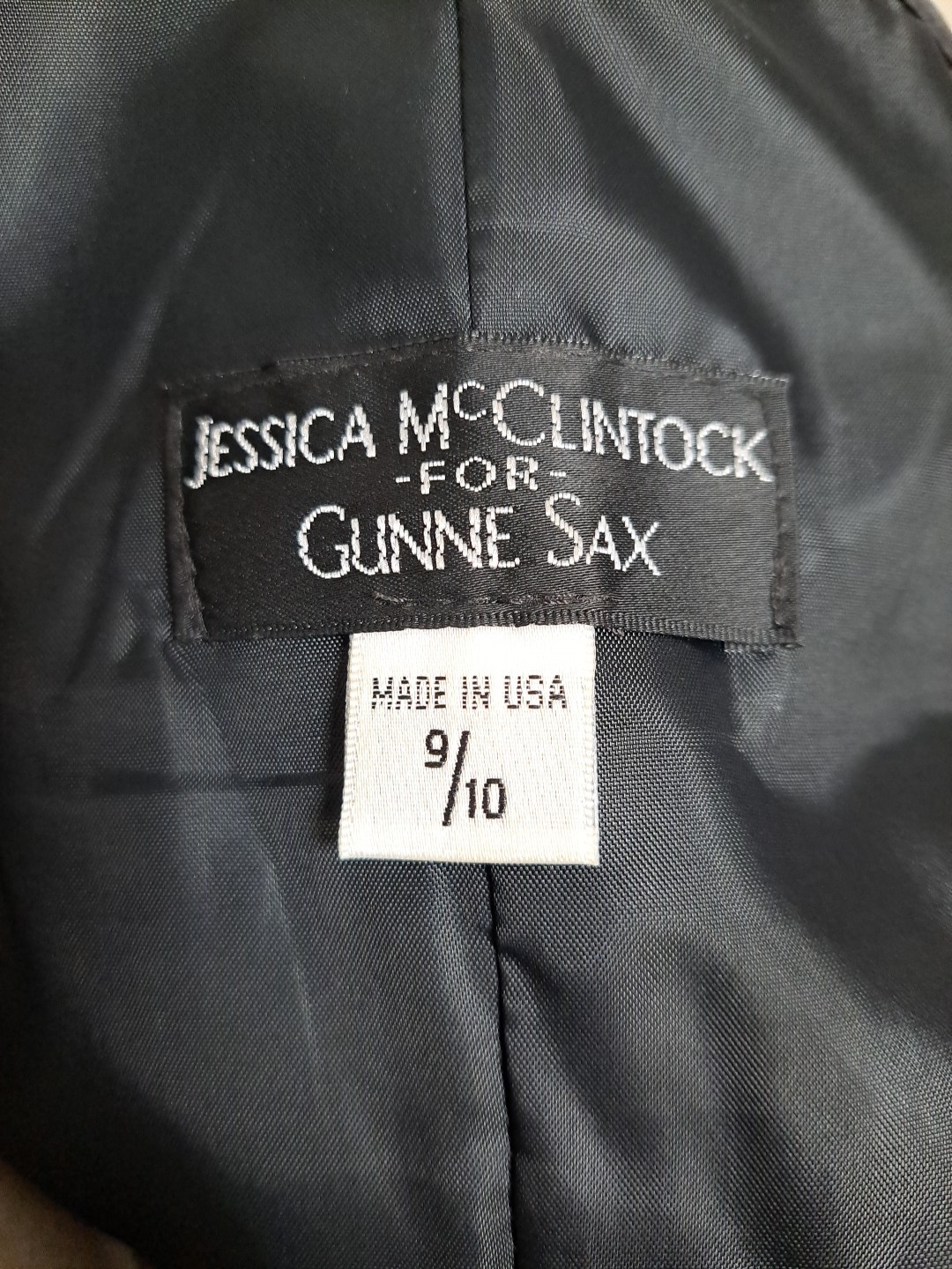 VTG Jessica McClintock Gunne Sax Dress Formal Prom Satin Lace Tulle Lime 9/10
