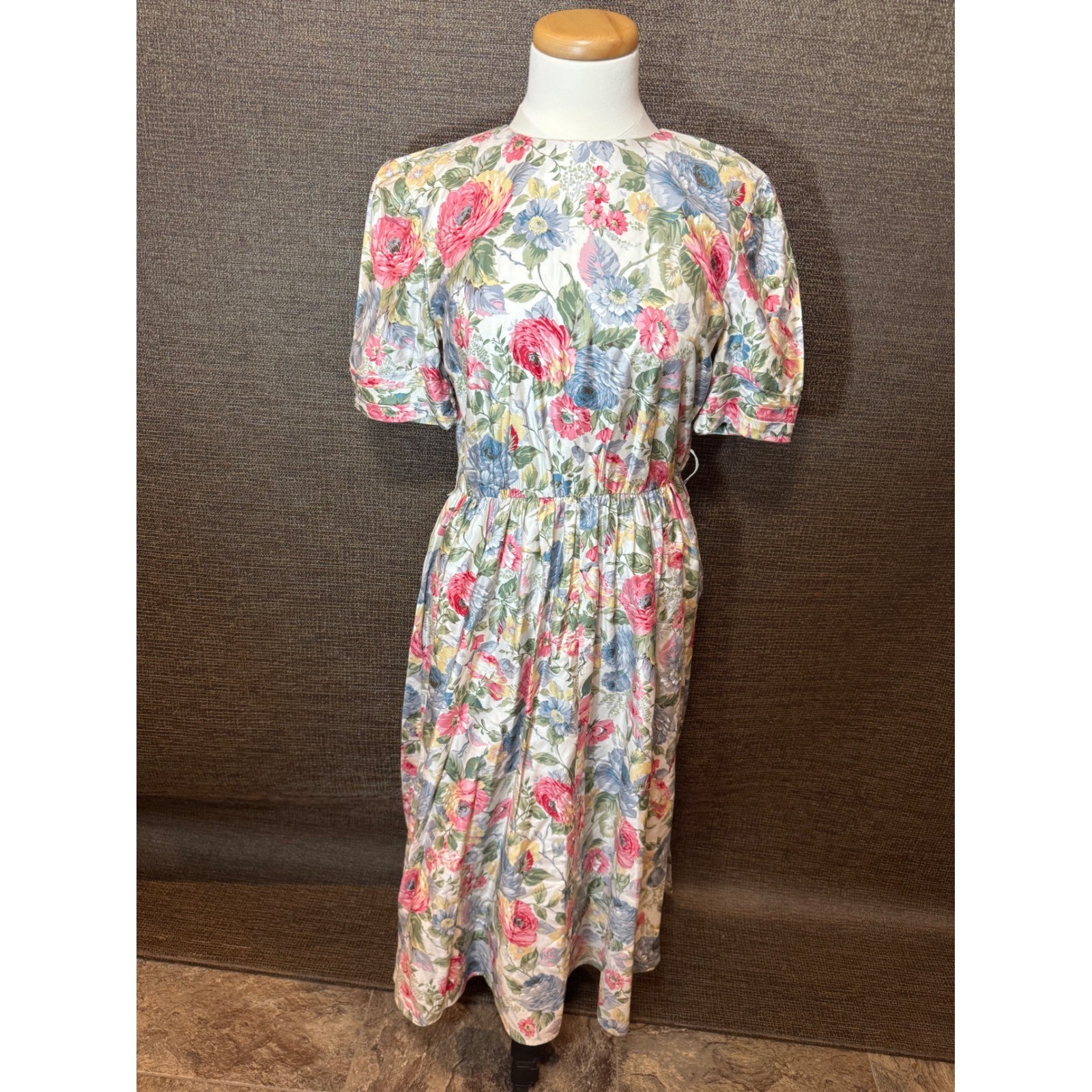 Vintage Saks Fifth Avenue The Kollection Floral Midi Cottagecore Dress Size 8
