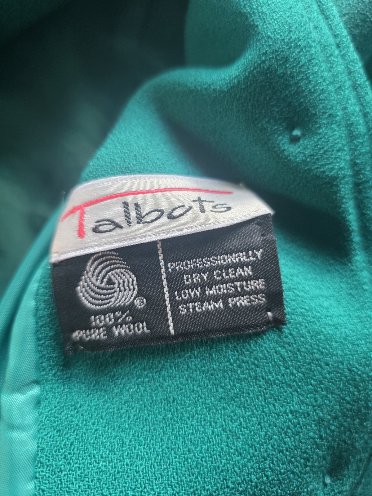 VTG Herbert Grossman Talbots Teal Green 100% Wool Skirt Suit Set Sz 14 Fits M/L