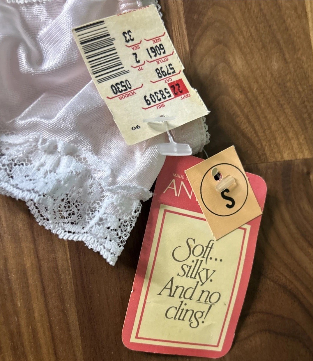 Vtg NWT GARTER Open Bottom Second Skin Pin-Up Panty Top Ruffle Nylon Lacy Pink