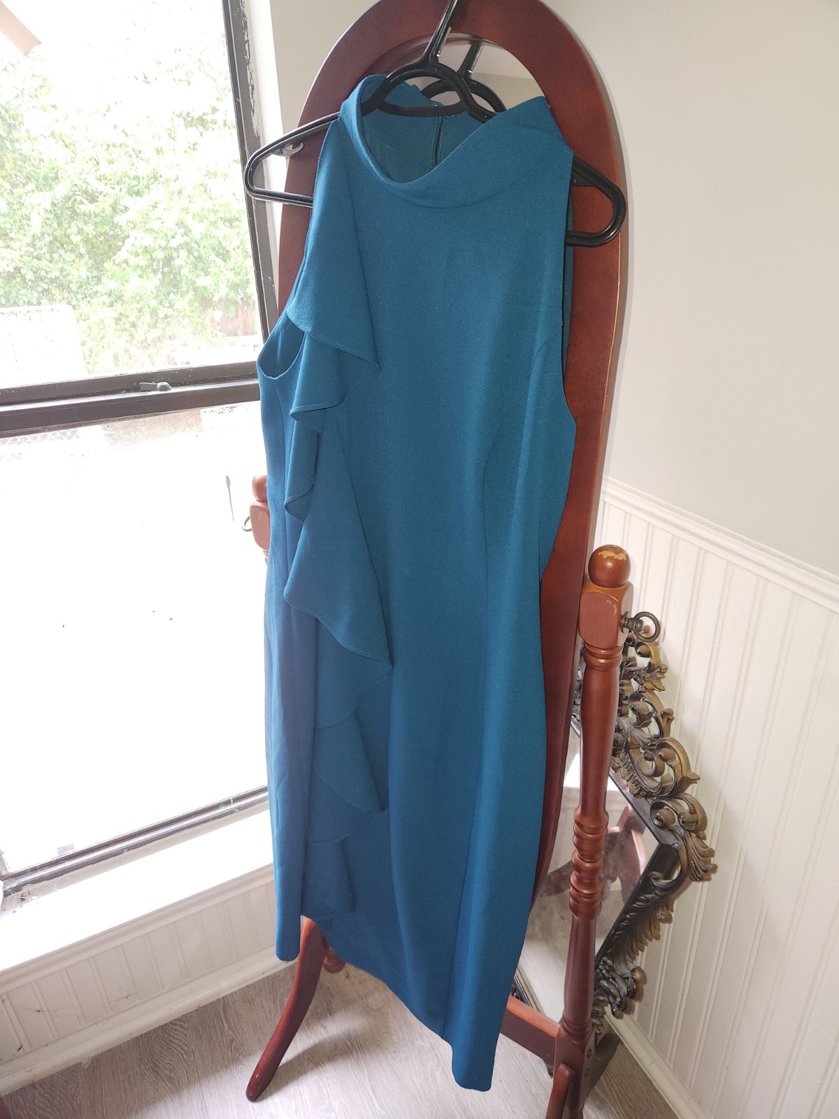 Eliza J Ruffle Sleeveless Sheath Mock Neck Cocktail Dress Size 14