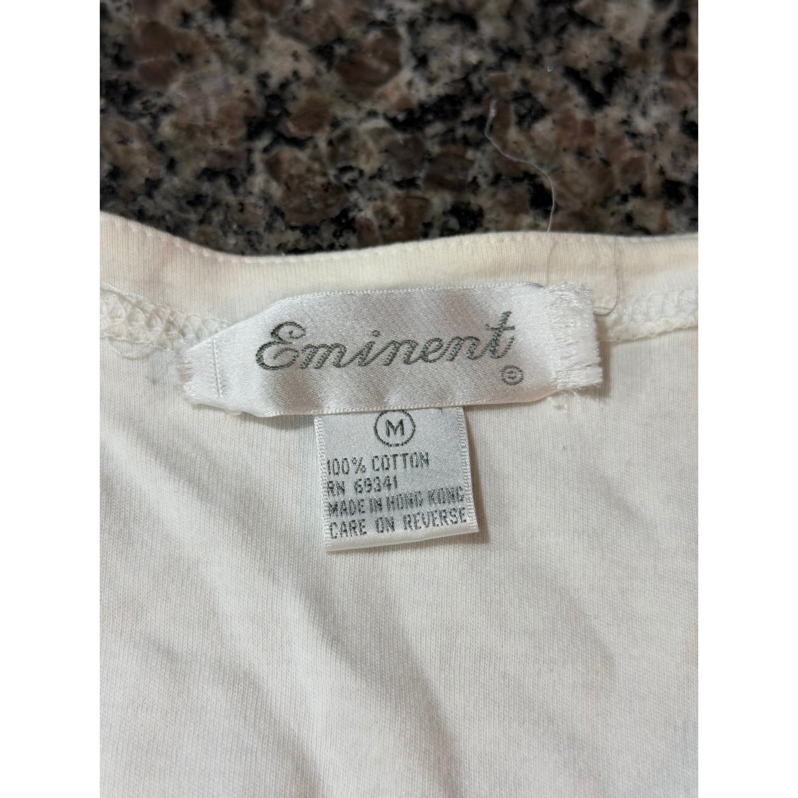 Eminent Vintage Ivory Lace Pearl Beaded Long Sleeve Top Cotton Womens Medium
