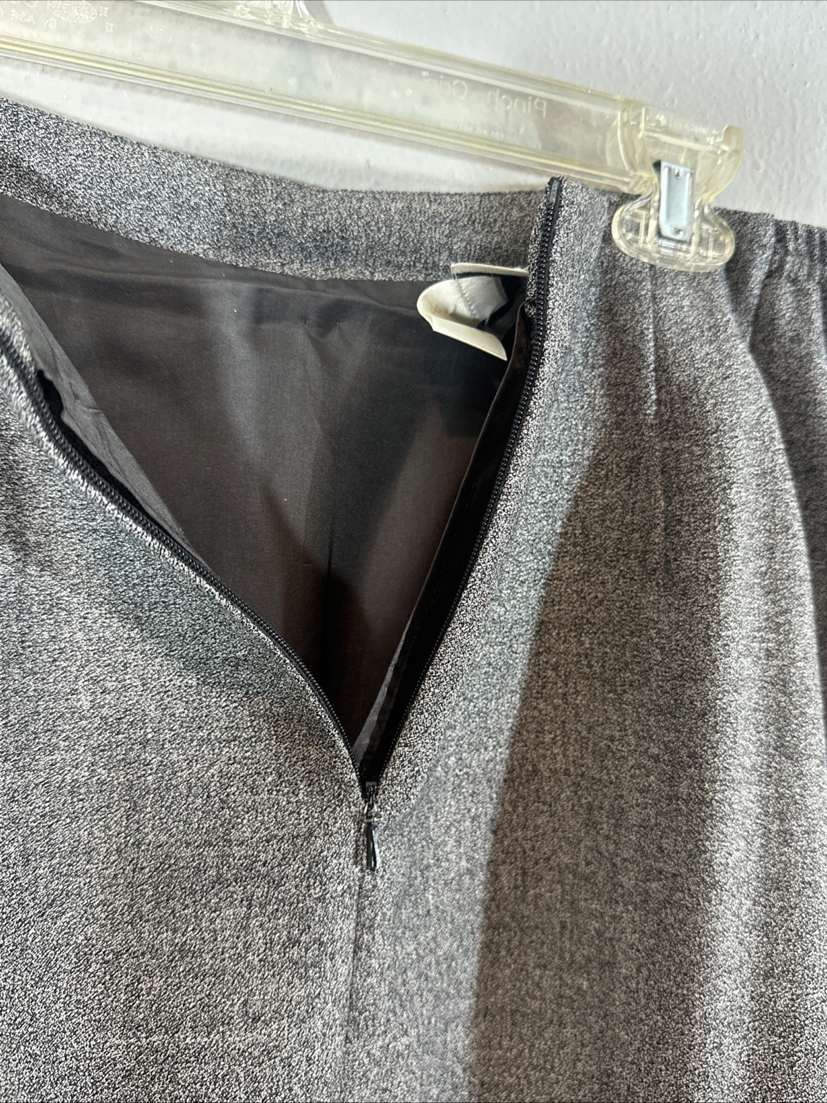 100 Wool Tailored Lined Pencil Skirt Preppy Academia Career Office Gray Women 18