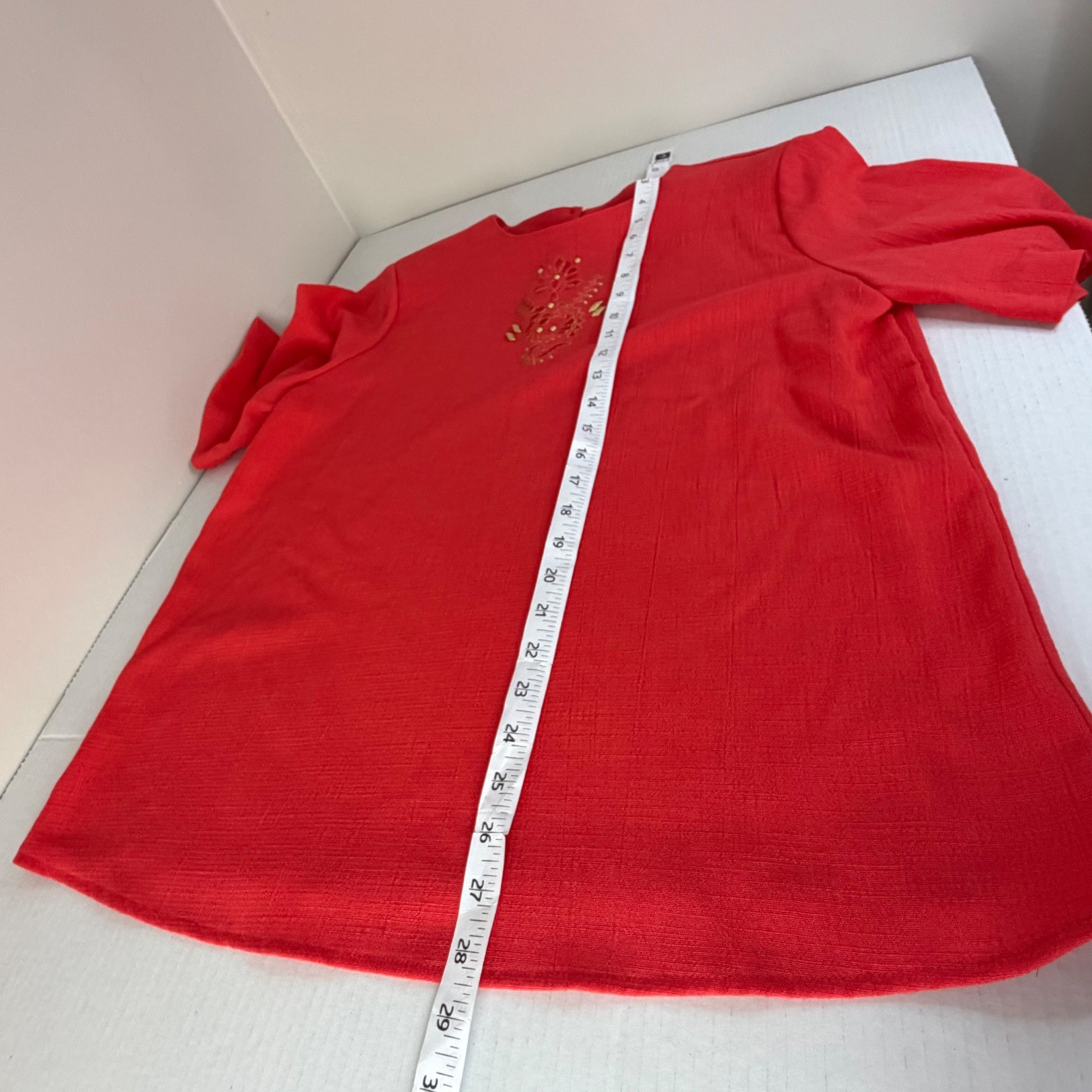 Vintage New City Girl Nancy Bolen Red/Orange 2PC Blouse Blazer Set Large Women’s