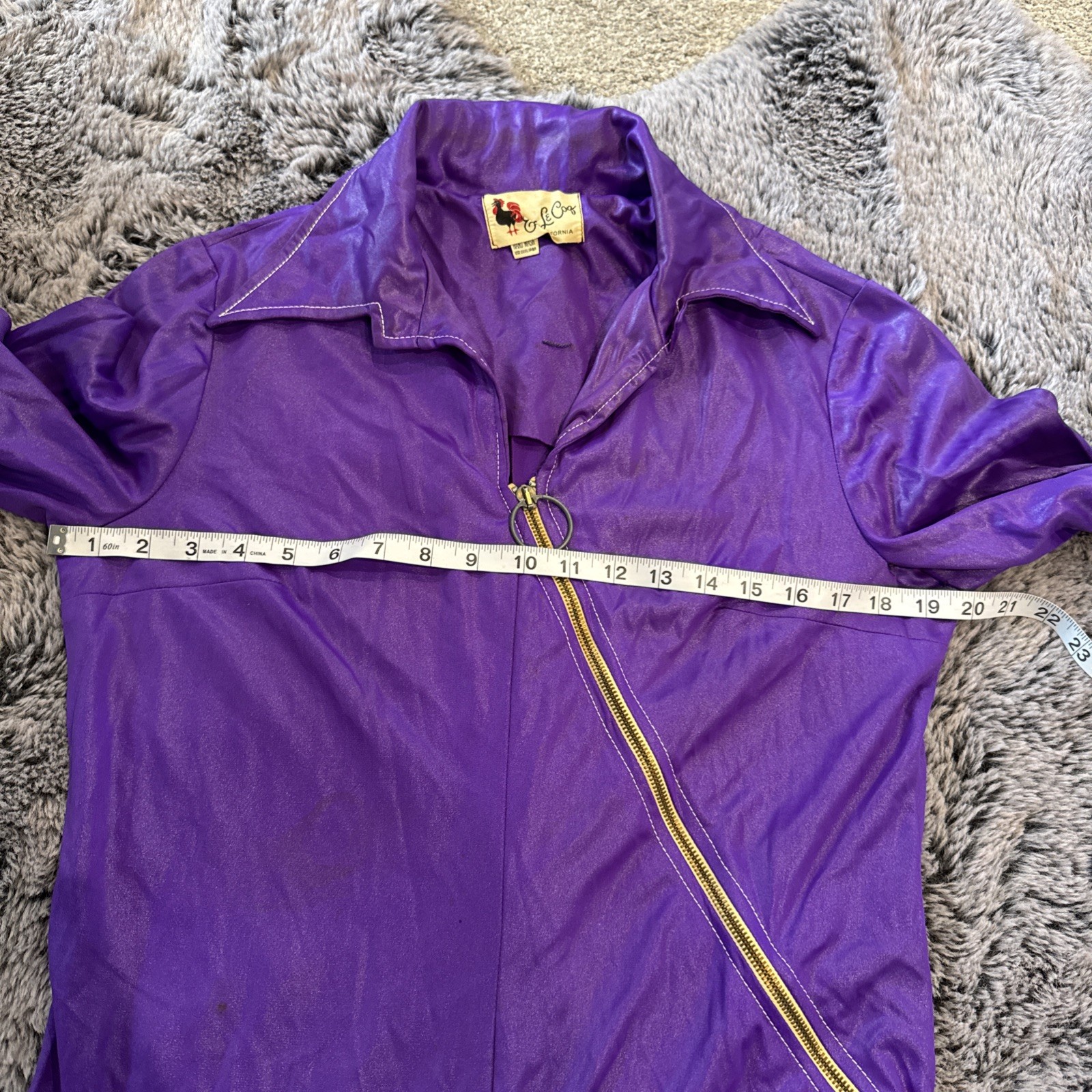 Eve Le Coq Vintage Disco Pantsuit Jumpsuit Shiny Purple Wide Leg 60s 70s UNIQUE