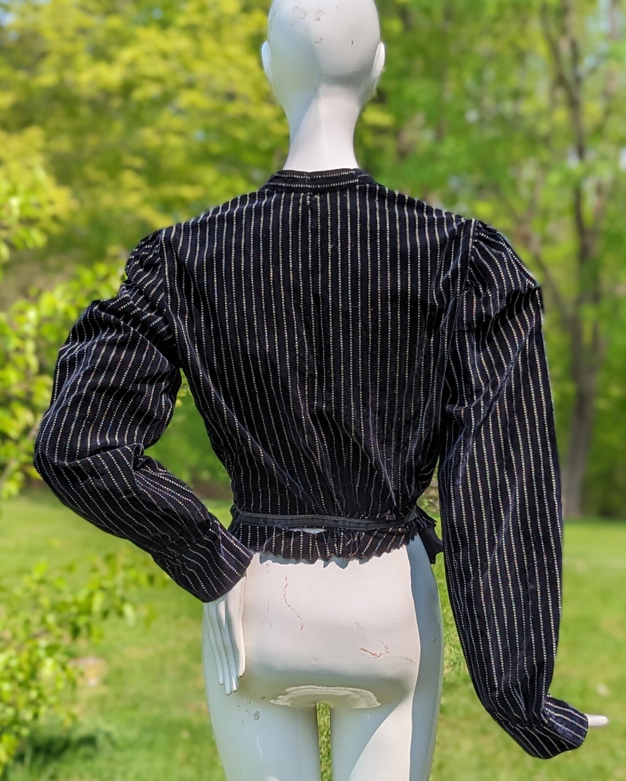 EARLY EDWARDIAN PINSTRIPED VELVET BLOUSE / SHIRT WAIST 