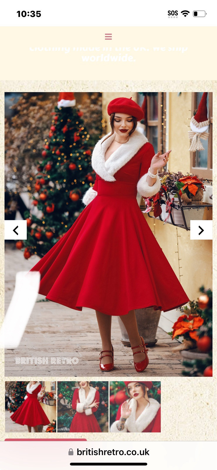 ‘From Kitty with Love’ Ruby Red Faux Fur 50s Swing Dress