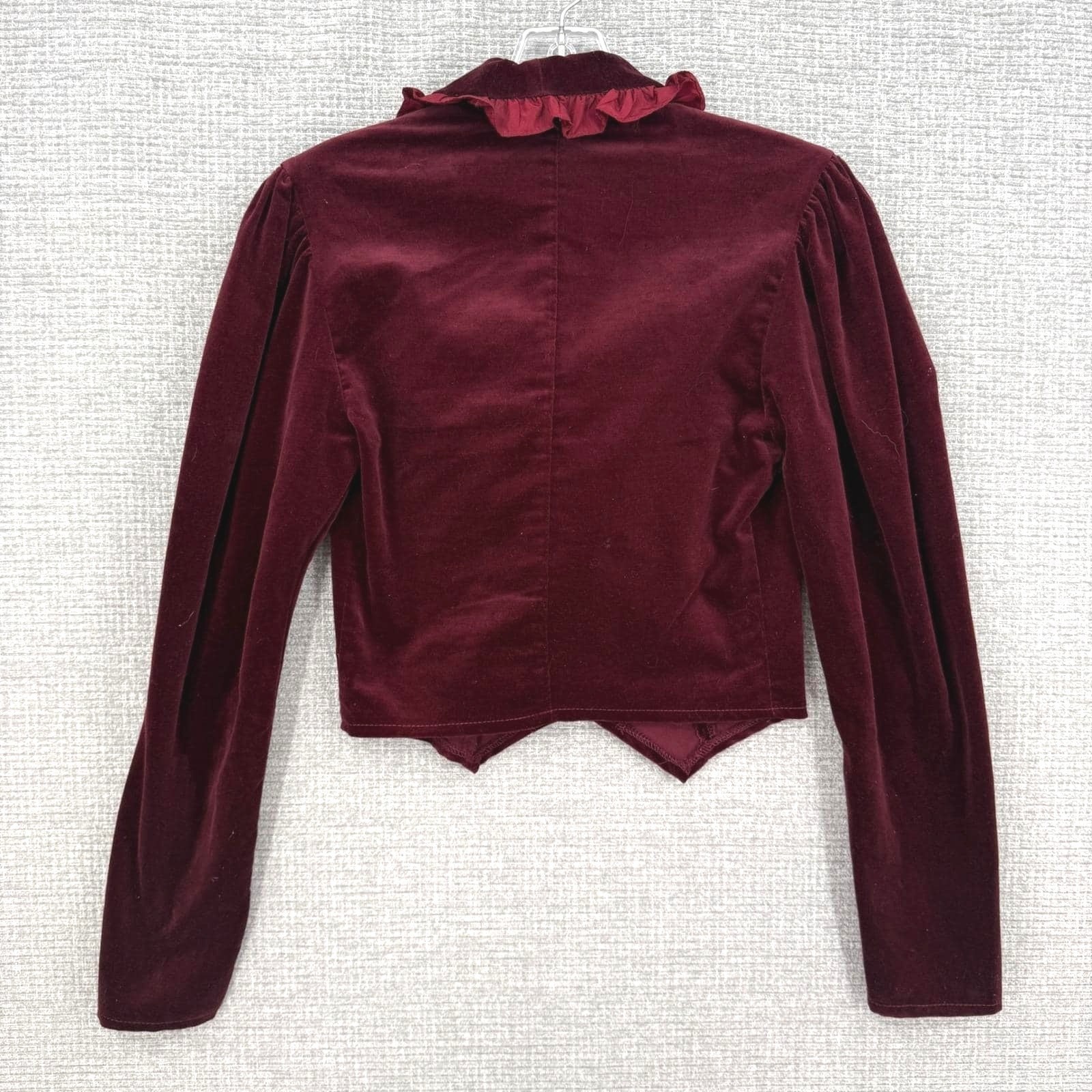 Vintage Jessica’s Gunnies Velvet Ruffle Jacket Women 7 Cropped Victorian Goth