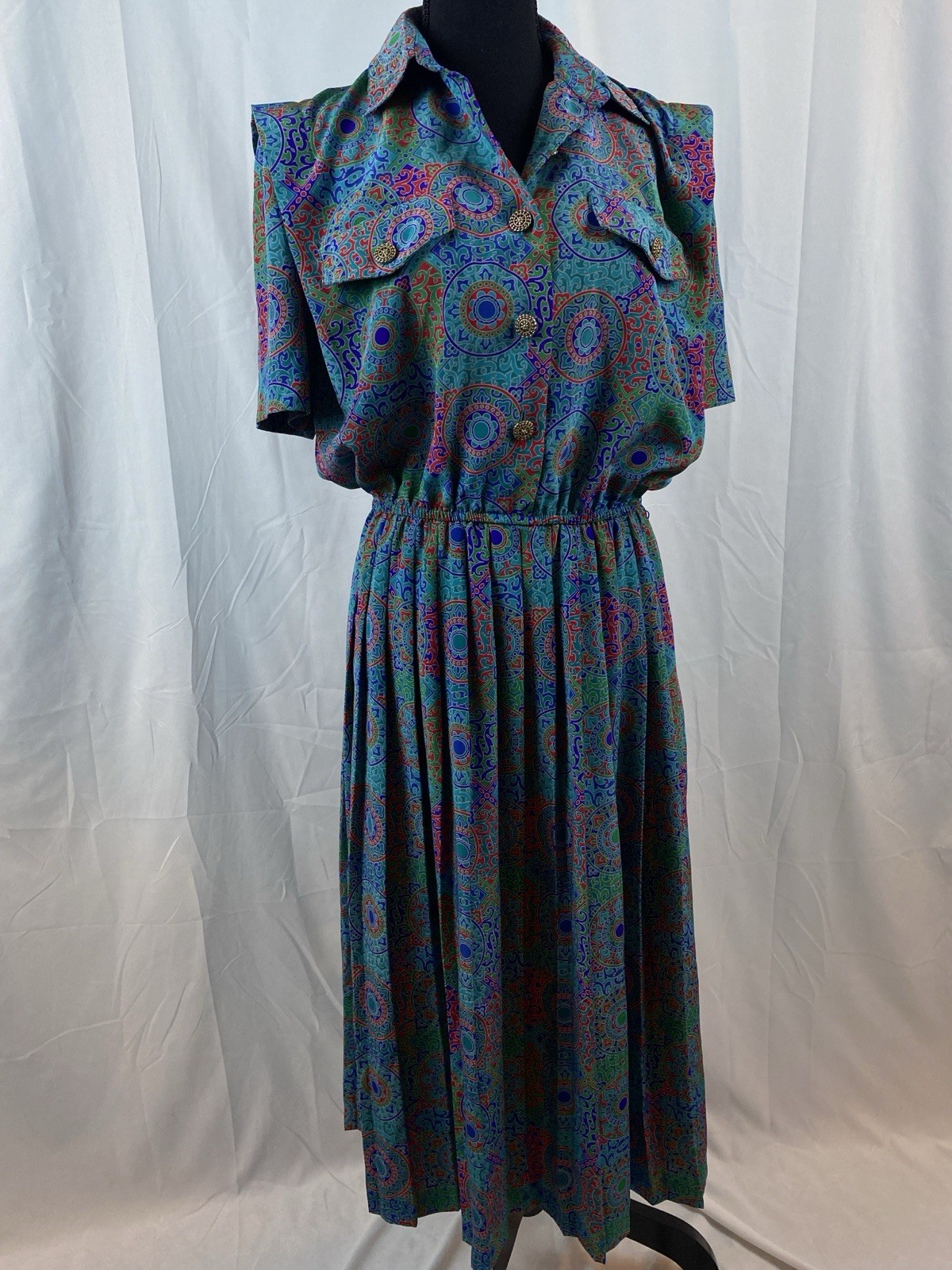 Vintage Leslie Fay Dress Women’s Size 8 Pleated Skirt Missing Tie
