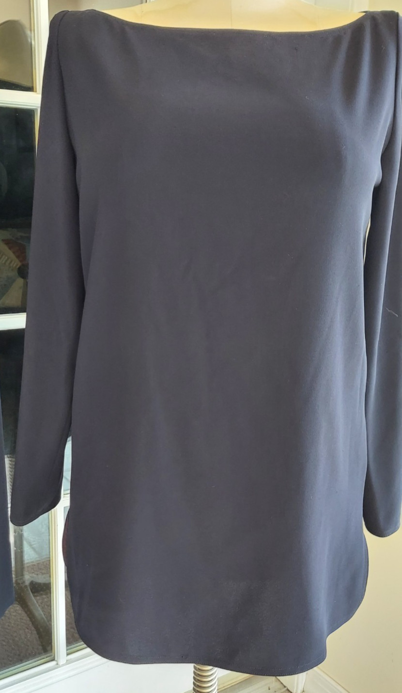 Vtg Linda Allard Ellen Tracy Womens Tunic Triacetate Black Long Sleeve Size 10