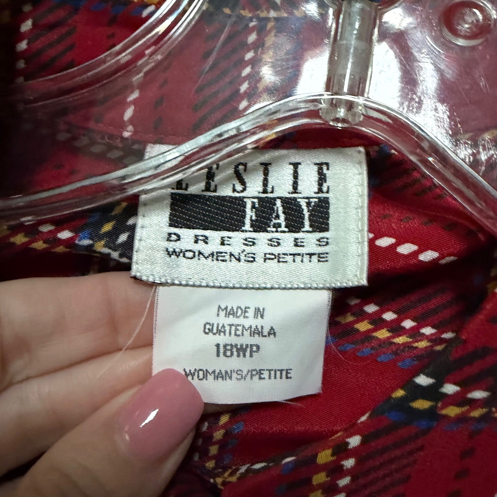 Leslie Fay Vintage Red Plaid Midi Secretary Dress Belted Pleated 18WP Petite