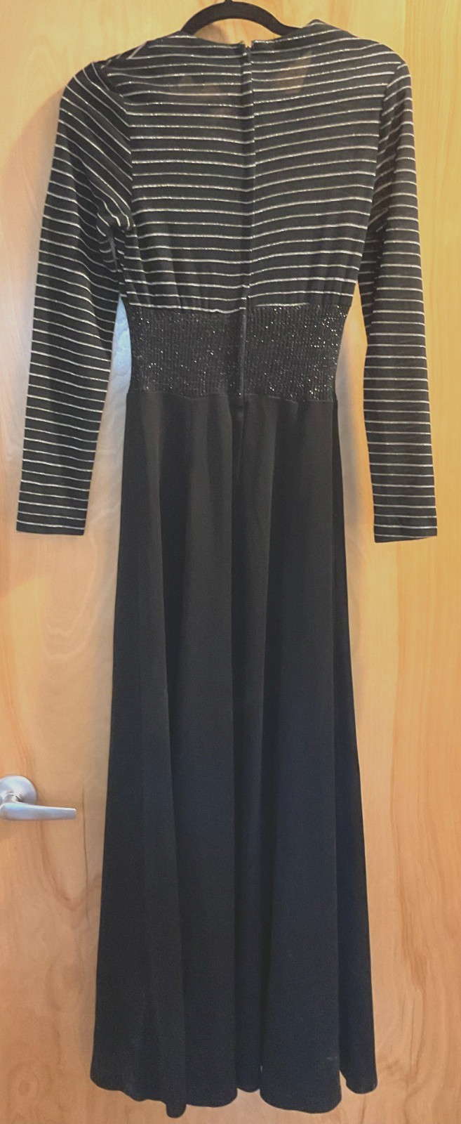 Very Vintage Young Edwardian by Arpeja Black & Silver Maxi Dress Size 9 Juniors