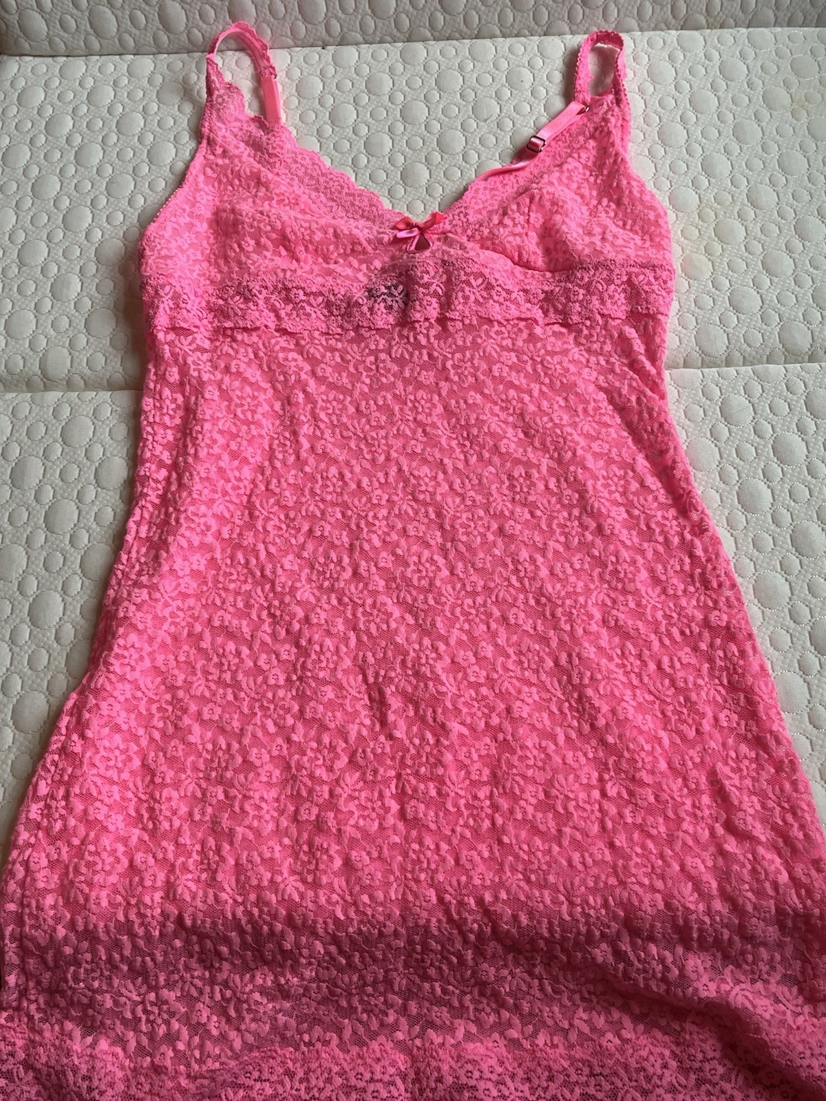 Victoria’s Secret Y2k Neon Pink Stretchy Lace Nightie (Sexy Little Things) Sz Lg