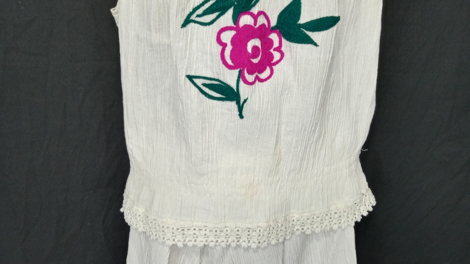 Mediterranean VTG Embroidered Floral & Fringes Women’s Outfit skirt top scarf