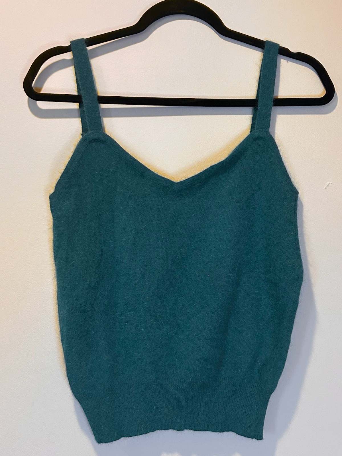 Vintage 80s Jeanne Pierre Teal Lambs Wool Angora Tank Top Sweater Medium Women’s