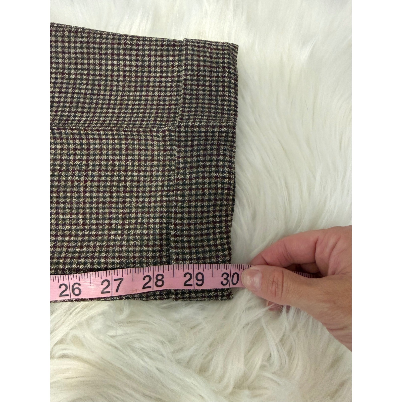 Vintage Liz Claiborne – Wool Blend Plaid Trousers Tan Green 1980’s Size 6